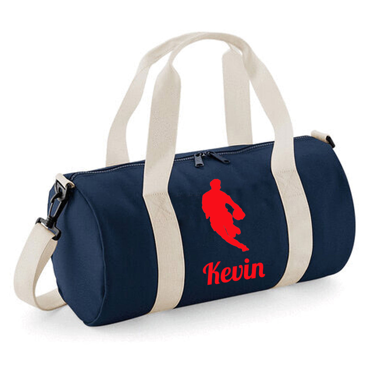 Personalised Rugby Player Barrel Bag | Kids Sports Holdall with Name