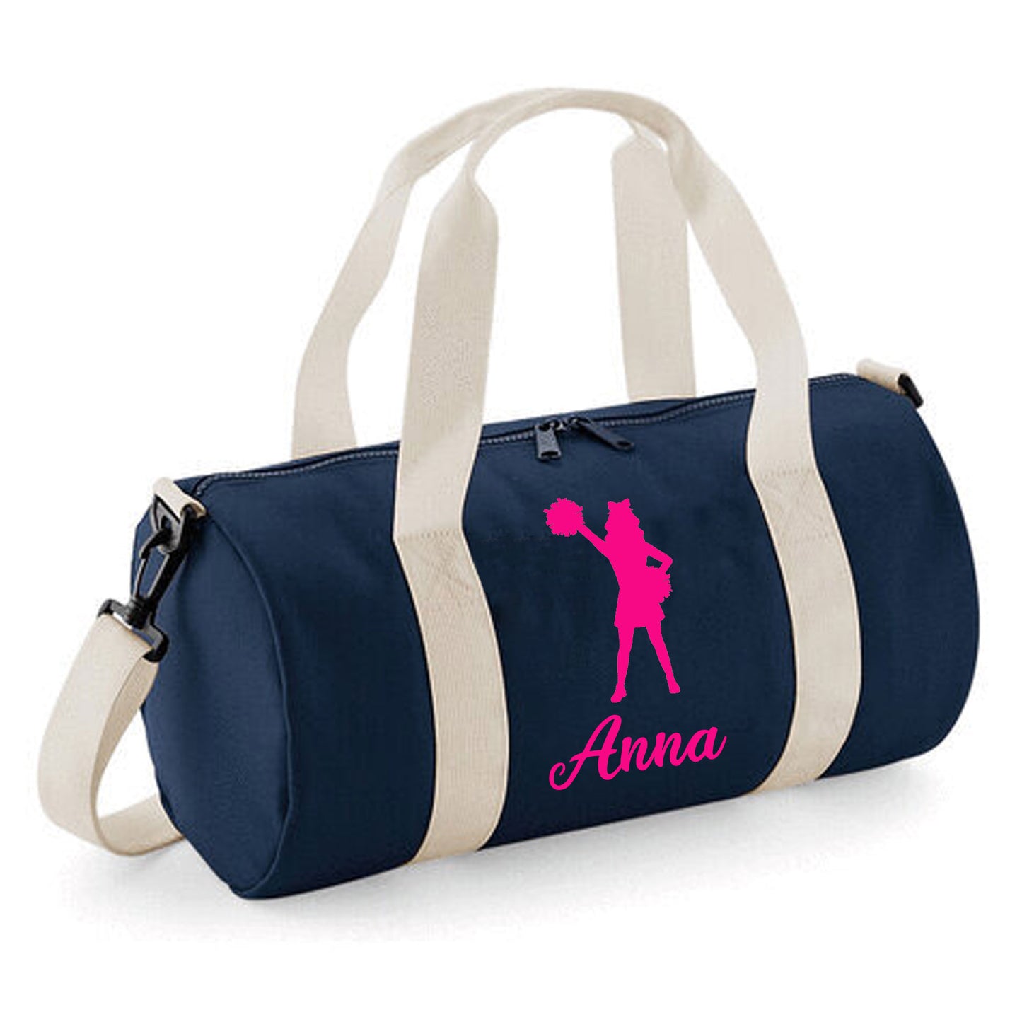 Personalised Cheerleader Design Barrel Sports Bag with Name
