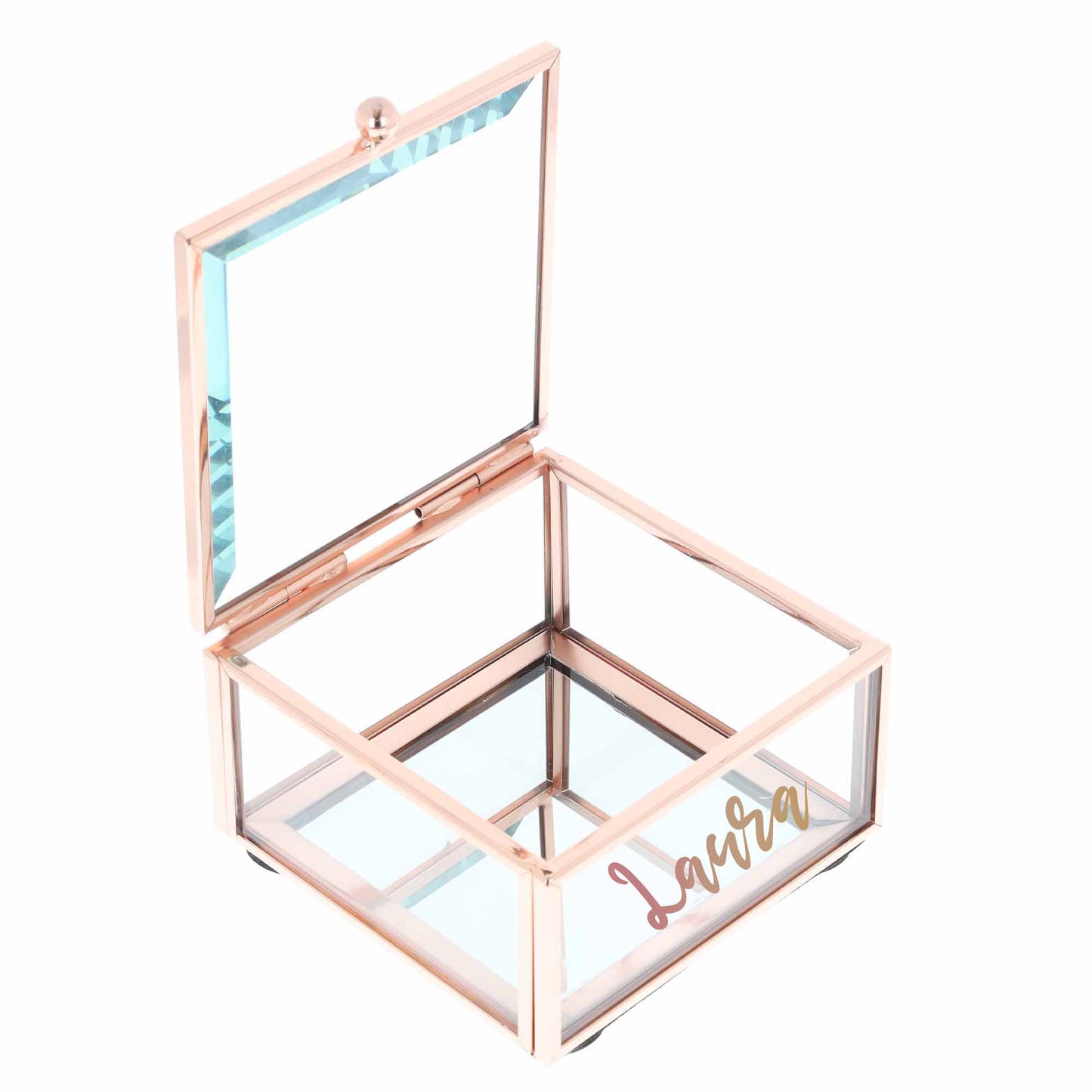 Personalised Rose Gold Mirrored Jewellery Box – Customised Trinket Gift - Always Looking Good -