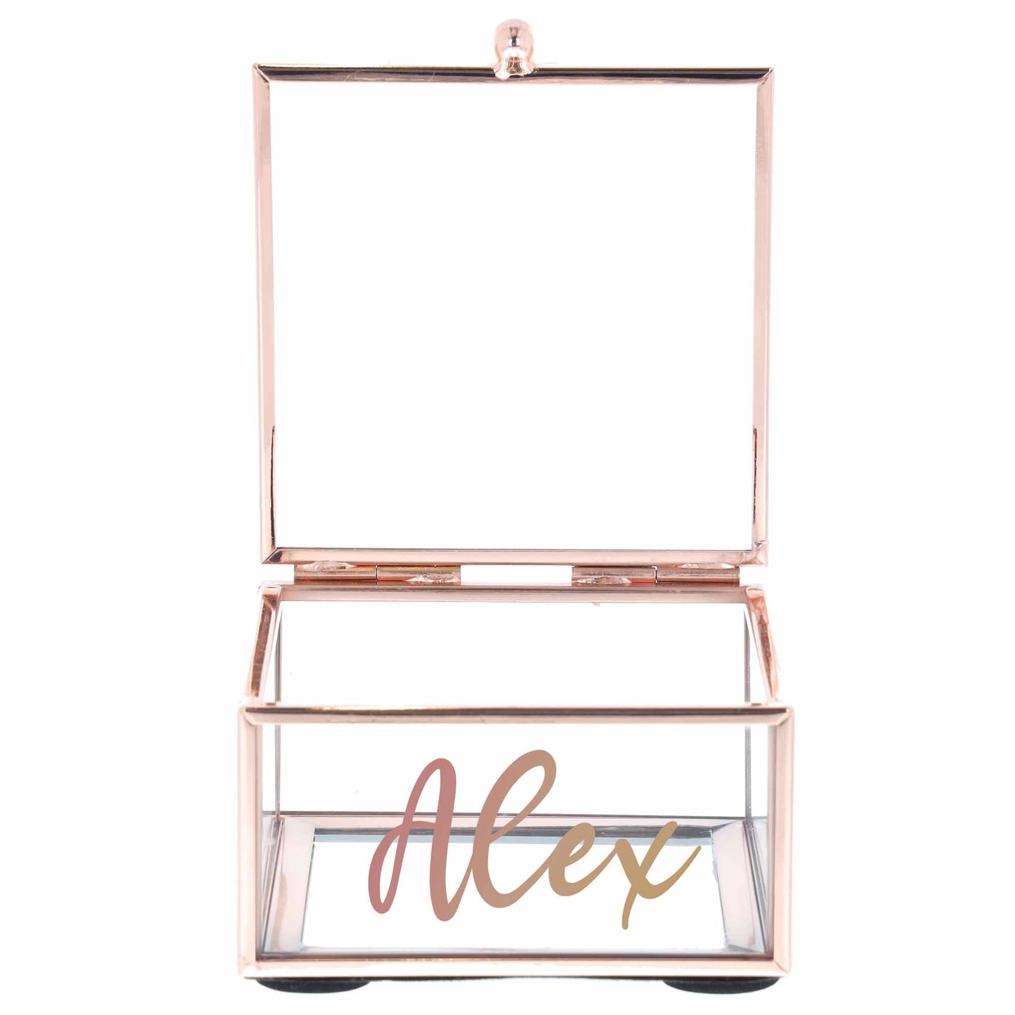 Personalised Rose Gold Mirrored Jewellery Box – Customised Trinket Gift - Always Looking Good -
