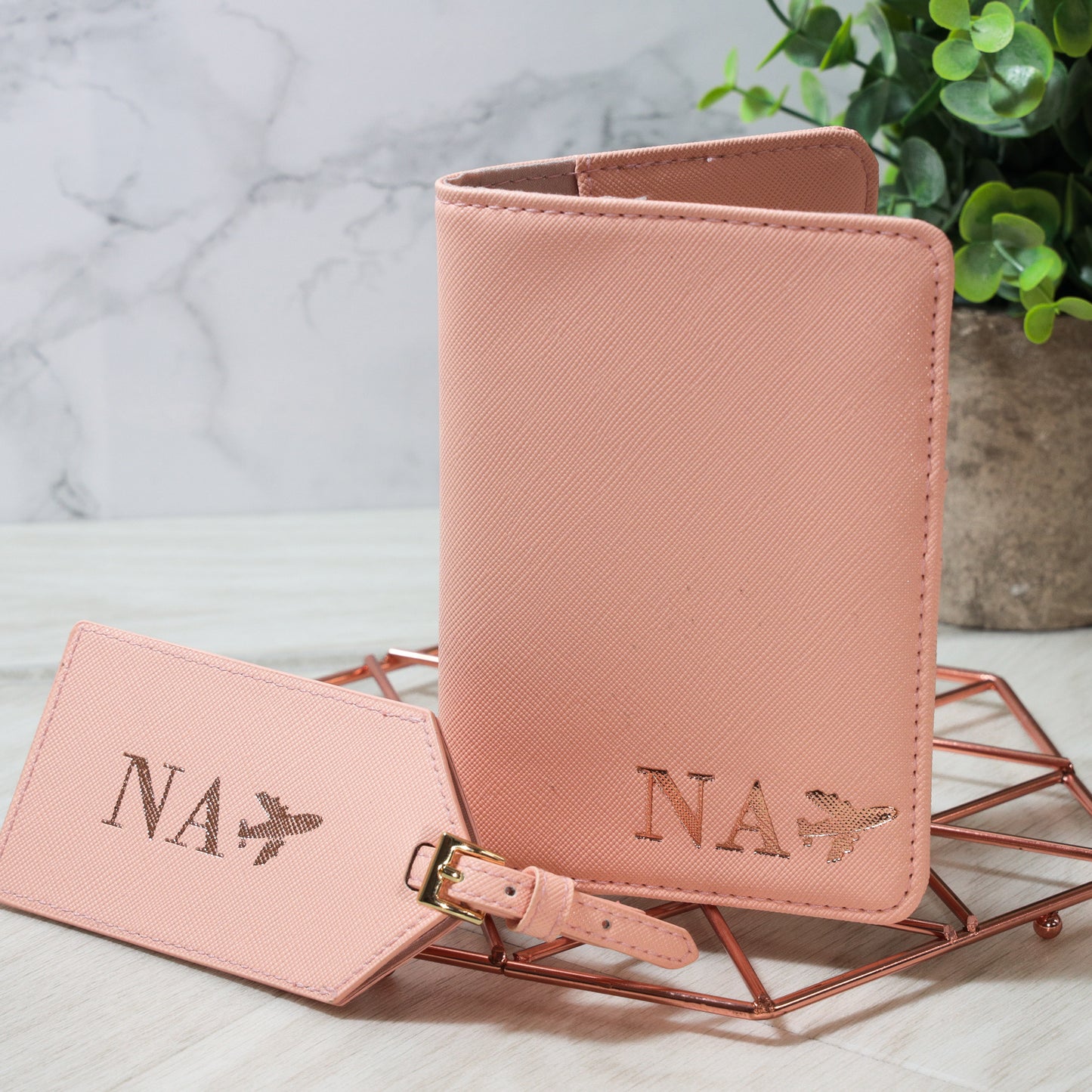 Pink Personalised Passport Covers and Luggage Tag Set - Always Looking Good -