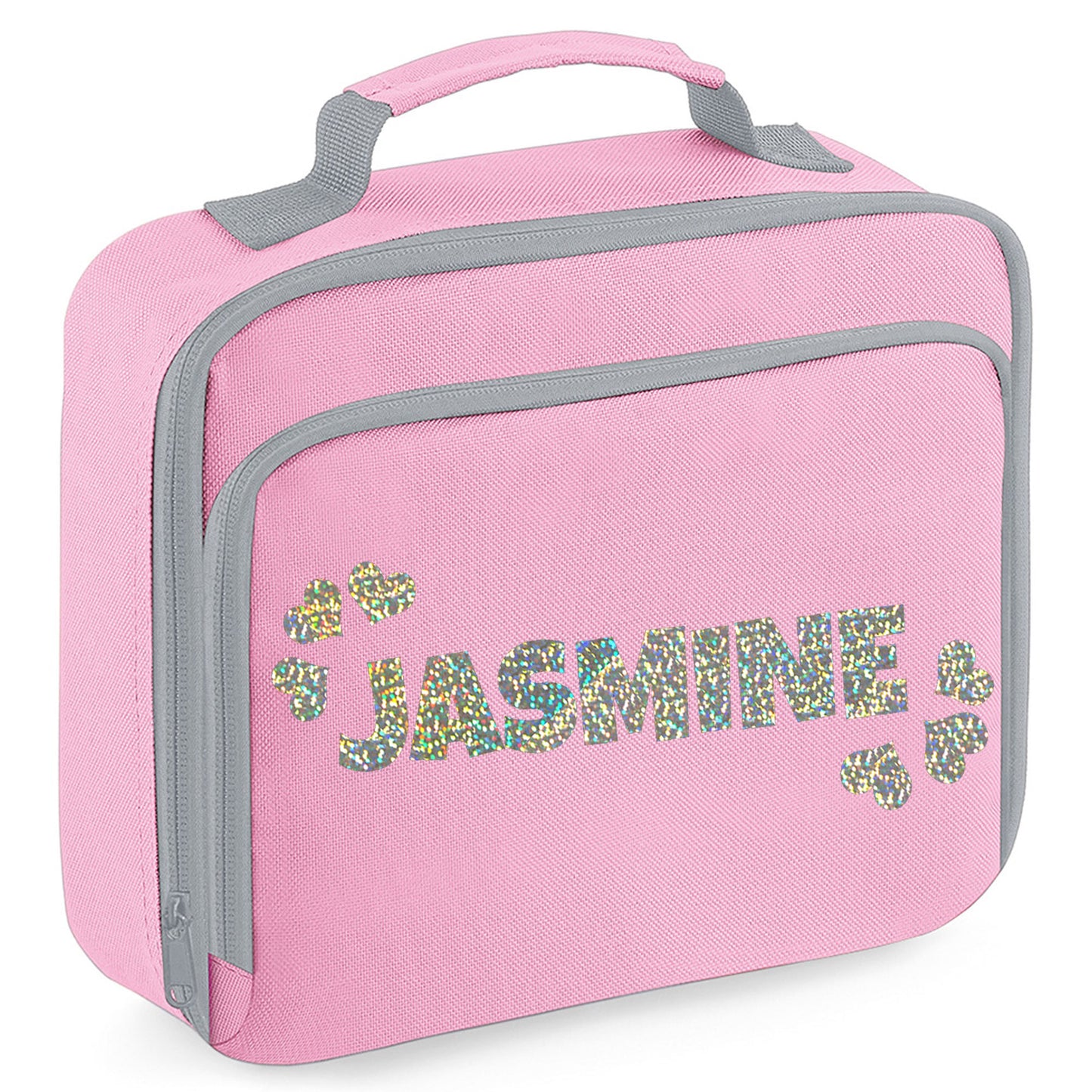 Personalised Lunch Bag with Name & Hearts Childs School Lunch Box - Always Looking Good - Pink