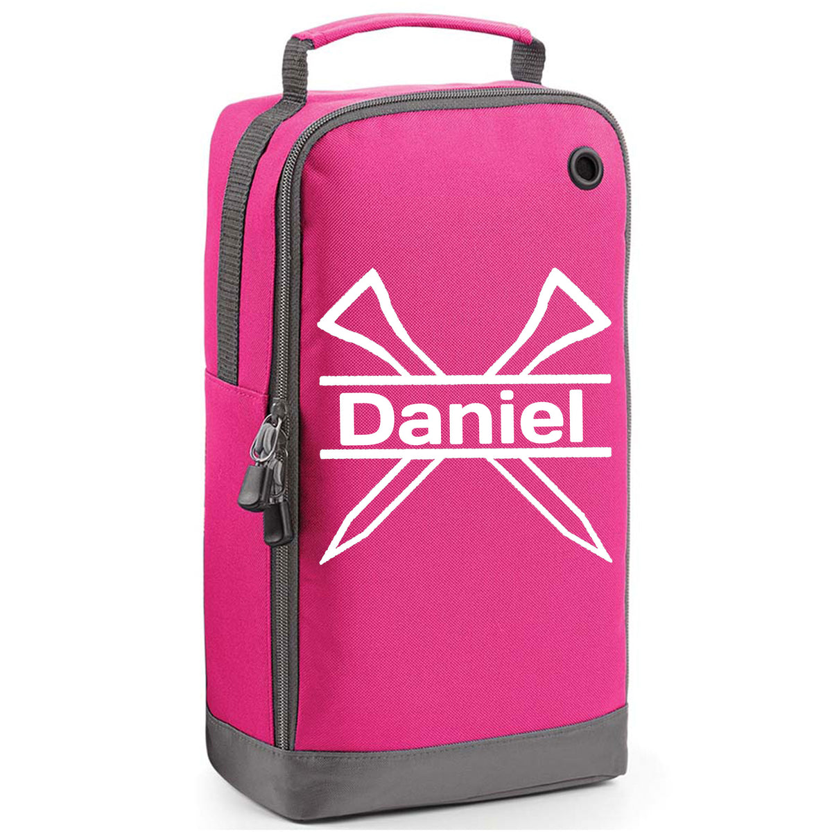 Personalised Golf Shoe Bag with Crossed Tees & Name or Initials - Always Looking Good - Pink