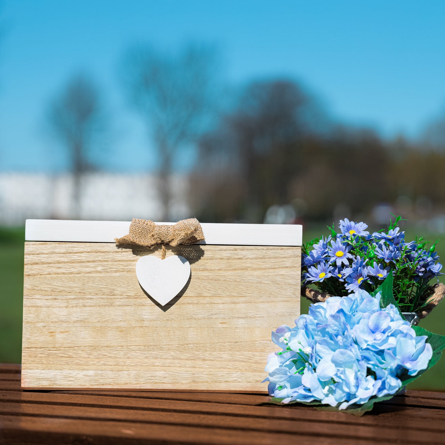 Blank Wedding or Party Card White & Wooden Memory PostBox Craft Create your Own - Always Looking Good -