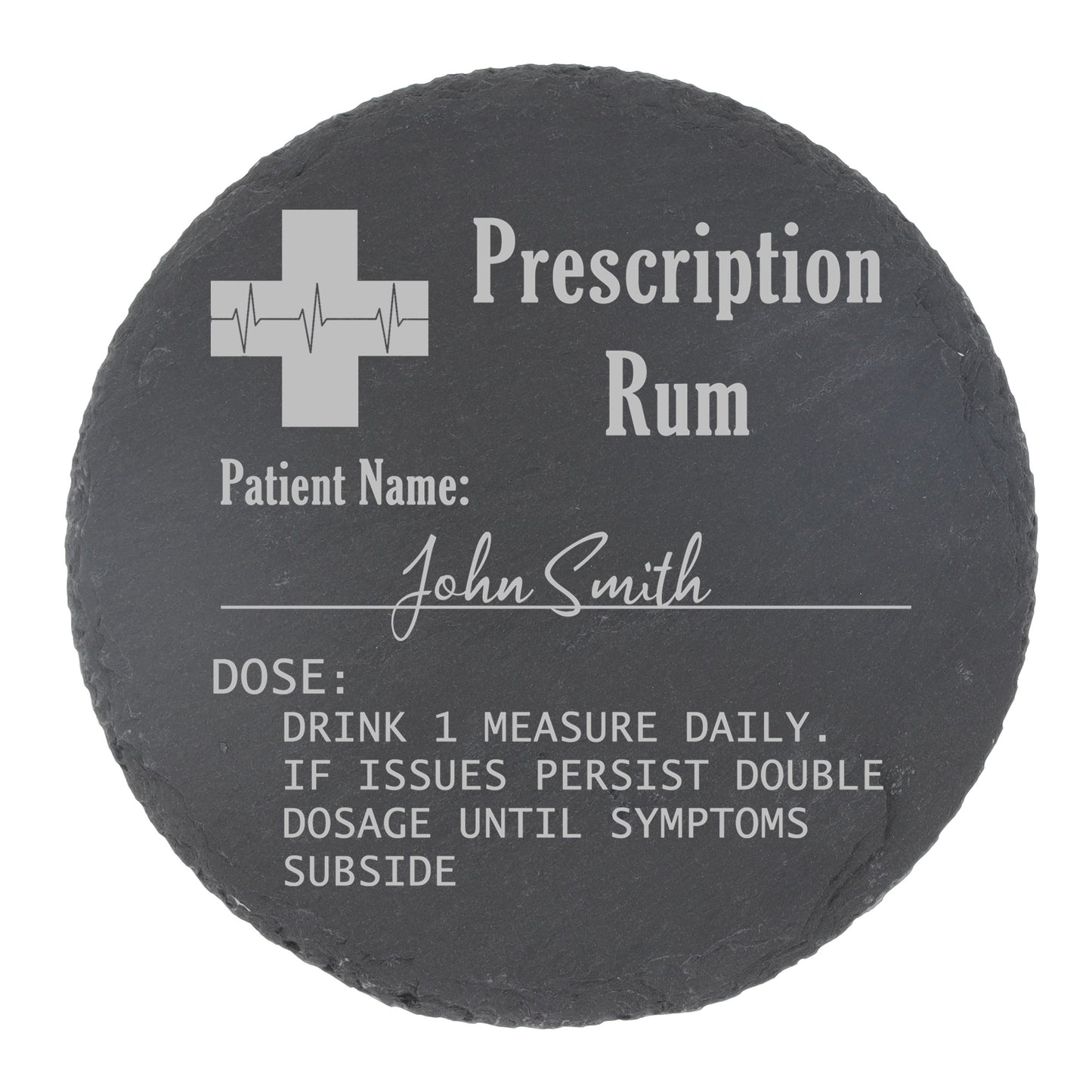 Personalised Rum Glass with Engraved Prescription - Always Looking Good - only Coaster