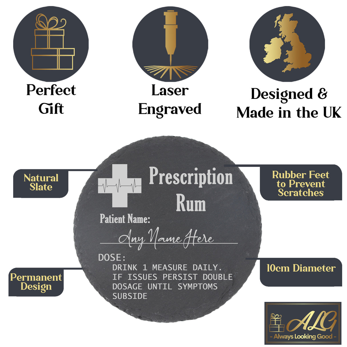 Personalised Rum Glass with Engraved Prescription - Always Looking Good -