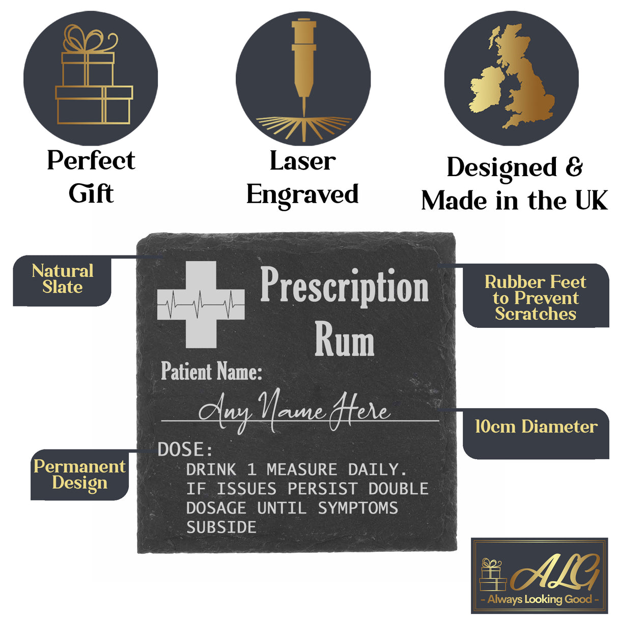 Personalised Rum Glass with Engraved Prescription - Always Looking Good -