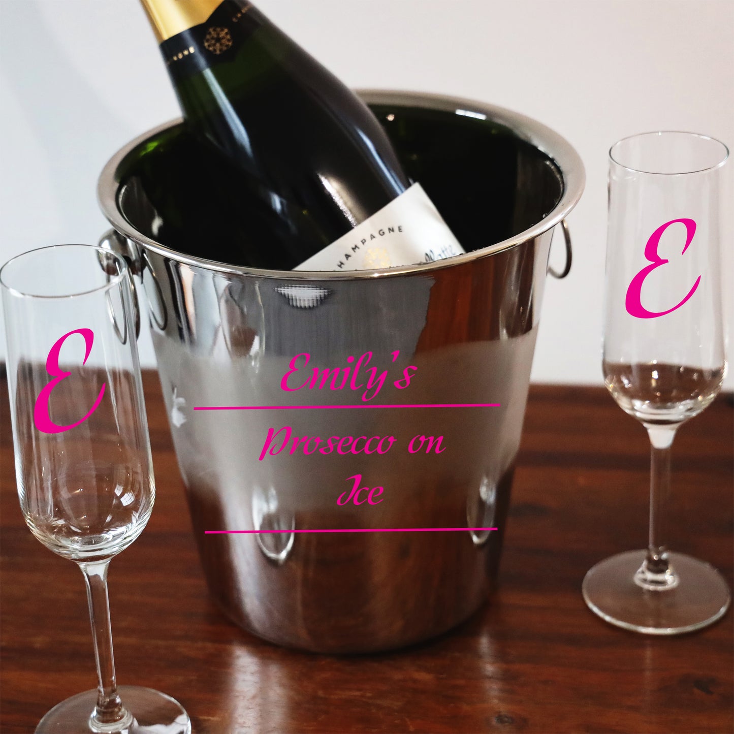 Personalised Drinks on Ice Bucket With matching Champagne or Beer Glasses - Always Looking Good -