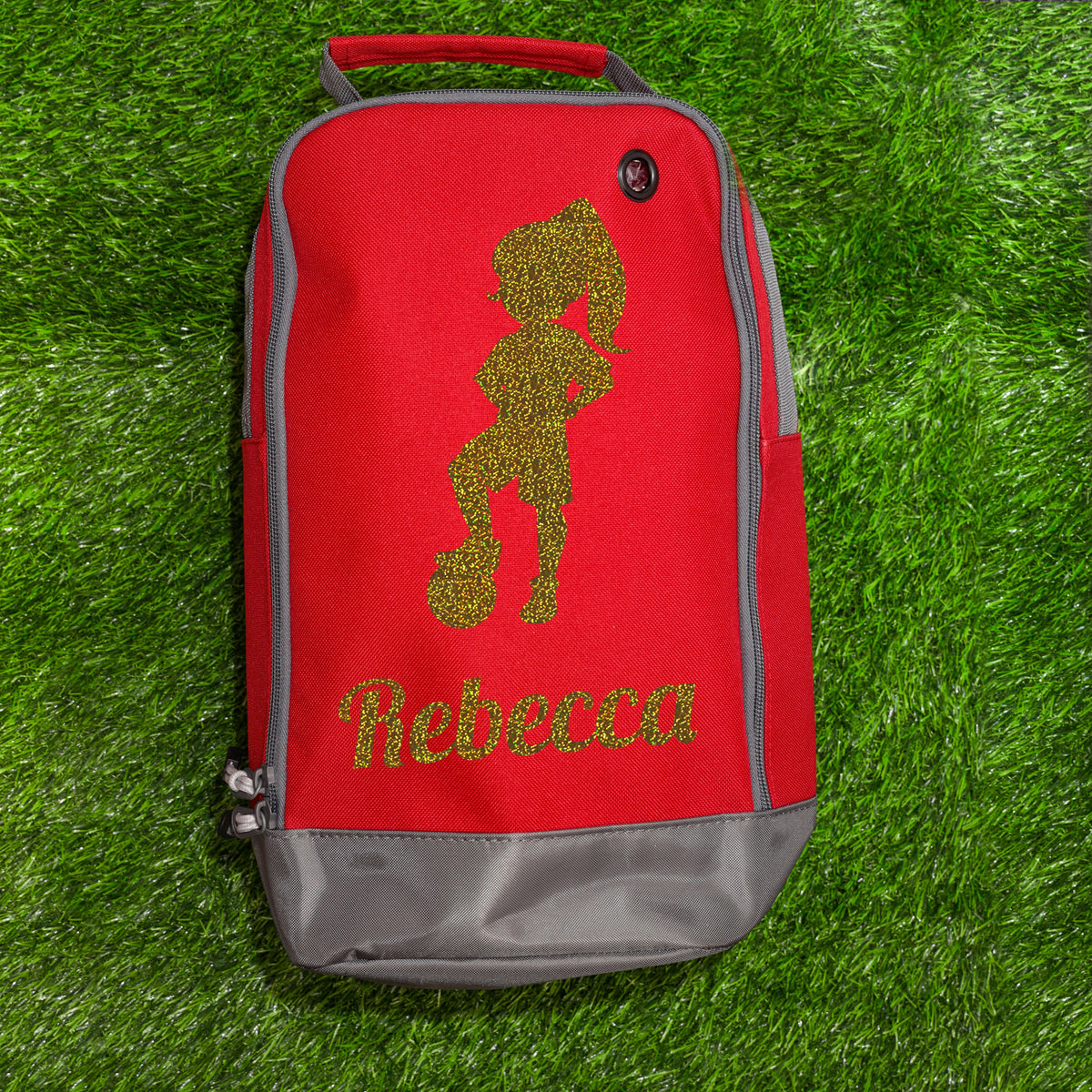 Football Boot Bag or Shoe Bag – Personalised with Name | Girl Footballer Design