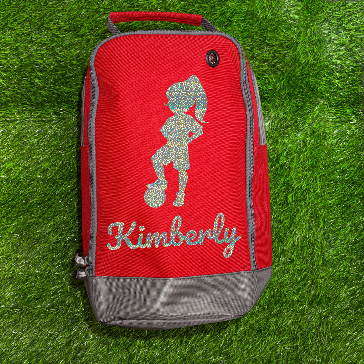 Football Boot Bag or Shoe Bag – Personalised with Name | Girl Footballer Design