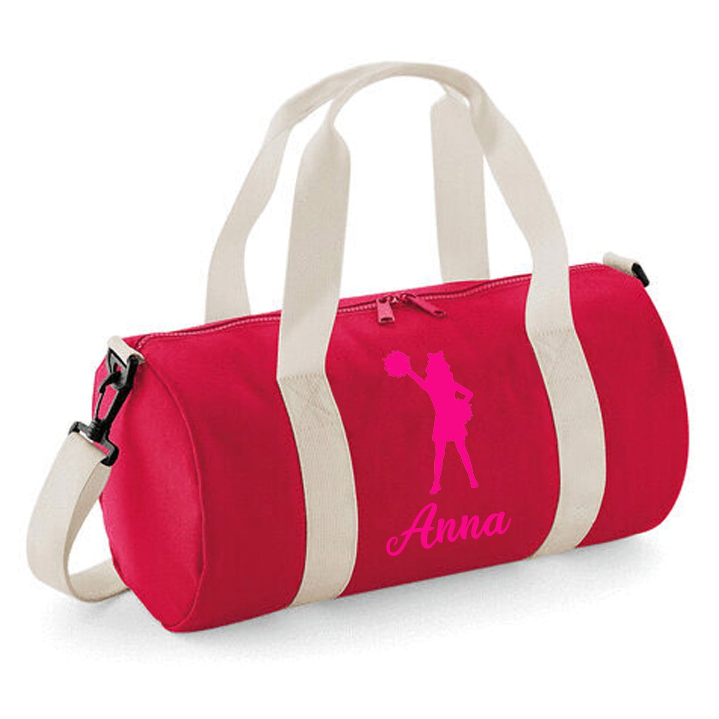 Personalised Cheerleader Design Barrel Sports Bag with Name