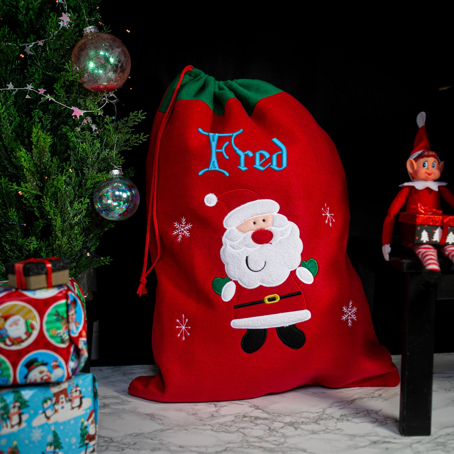 Personalised Embroidered Large Christmas Red Santa Sack and/or Stocking - Always Looking Good - Santa Stocking Only