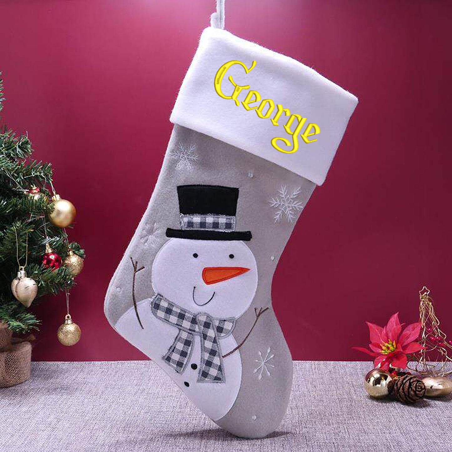 Personalised Embroidered Grey Christmas Large Santa Sack and Stocking Set - Always Looking Good -