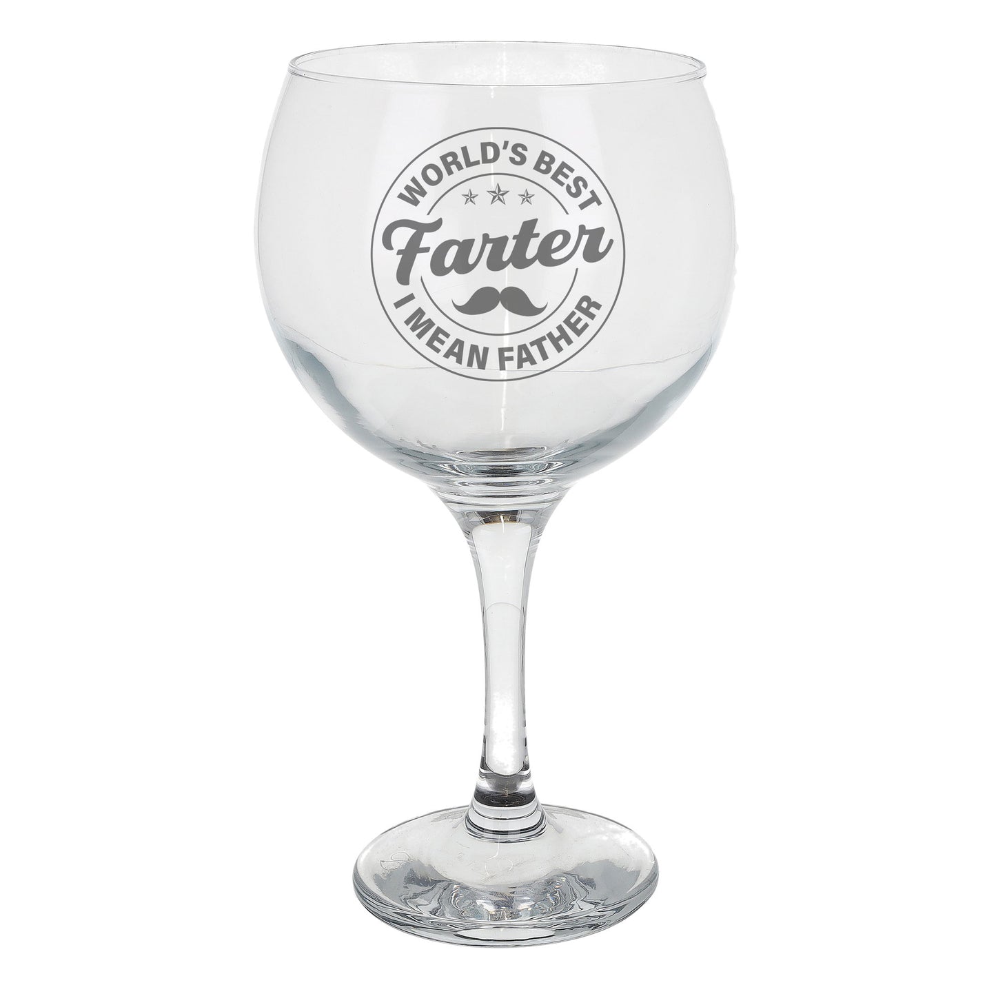 Best Farter I Mean Father Circle Design Engraved Goblet Gin Glass – Funny Gift for Dad