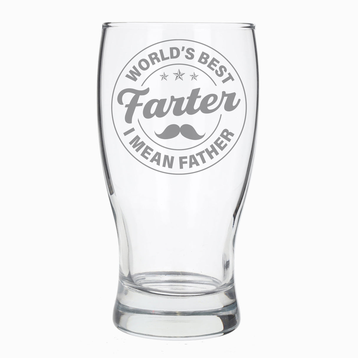 Worlds Best Farter I Mean Father Engraved Beer Glass and/or Coaster Set - Always Looking Good - Circle Style Beer Glass Only