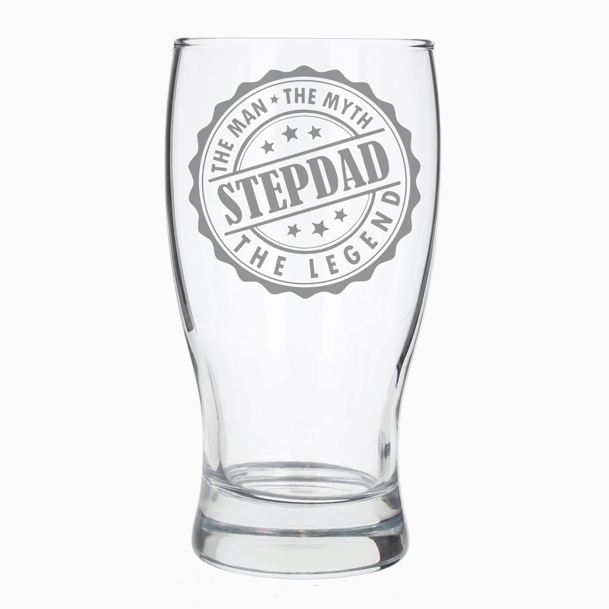 Step Dad Gifts - “Man Myth Legend Step Dad” Engraved Beer Glass and/or Coaster - Always Looking Good -