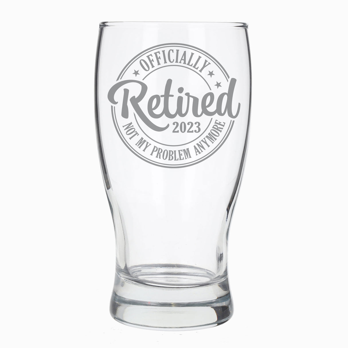 Officially Retired Engraved Beer Glass and/or Coaster Set - Always Looking Good - Beer Glass Only