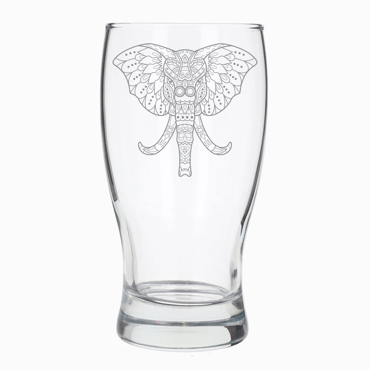 Elephant Mandala Engraved Beer Glass and/or Coaster Set - Always Looking Good - Beer Glass Only