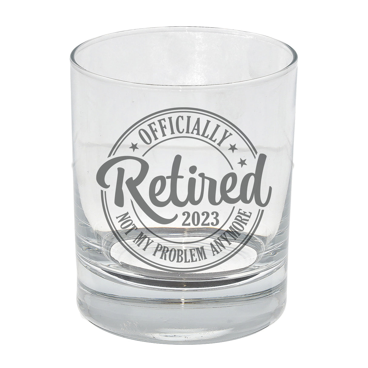 “Officially Retired” Engraved Retirement Whisky Glasses and/or Coaster Set - Always Looking Good -