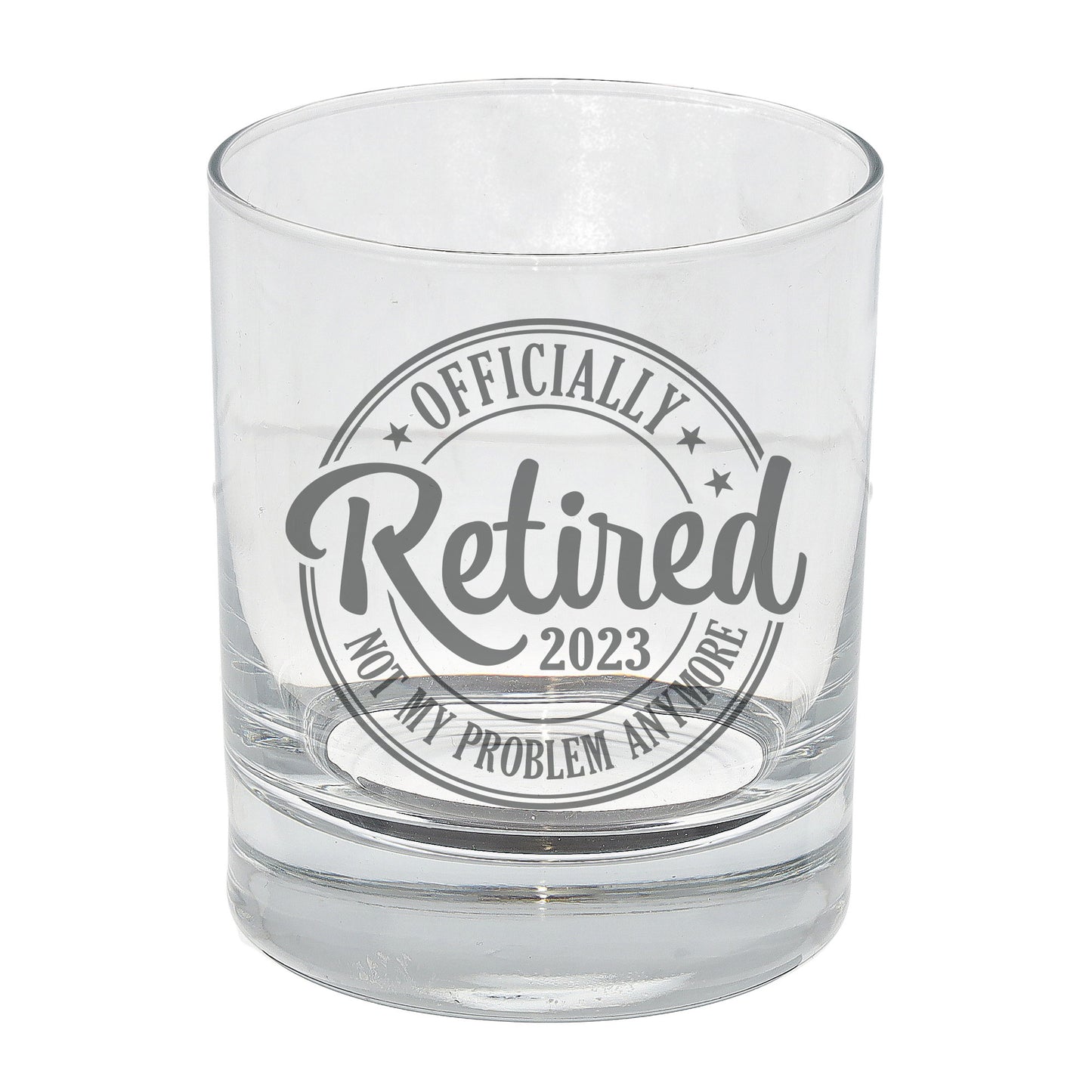 “Officially Retired” Engraved Retirement Whisky Glasses and/or Coaster Set - Always Looking Good -
