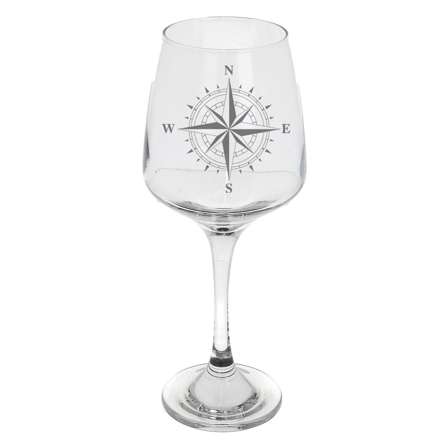 Compass Engraved Wine Glass and/or Coaster Set - Always Looking Good - Wine Glass Only