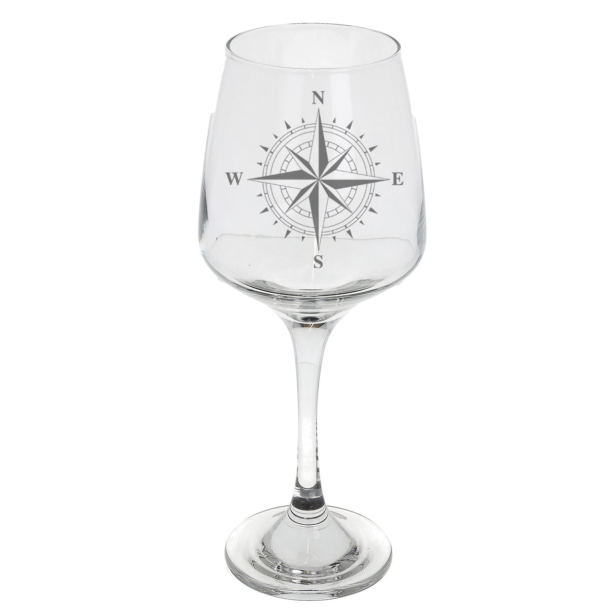 Compass Engraved Wine Glass and/or Coaster Set - Always Looking Good - Wine Glass Only
