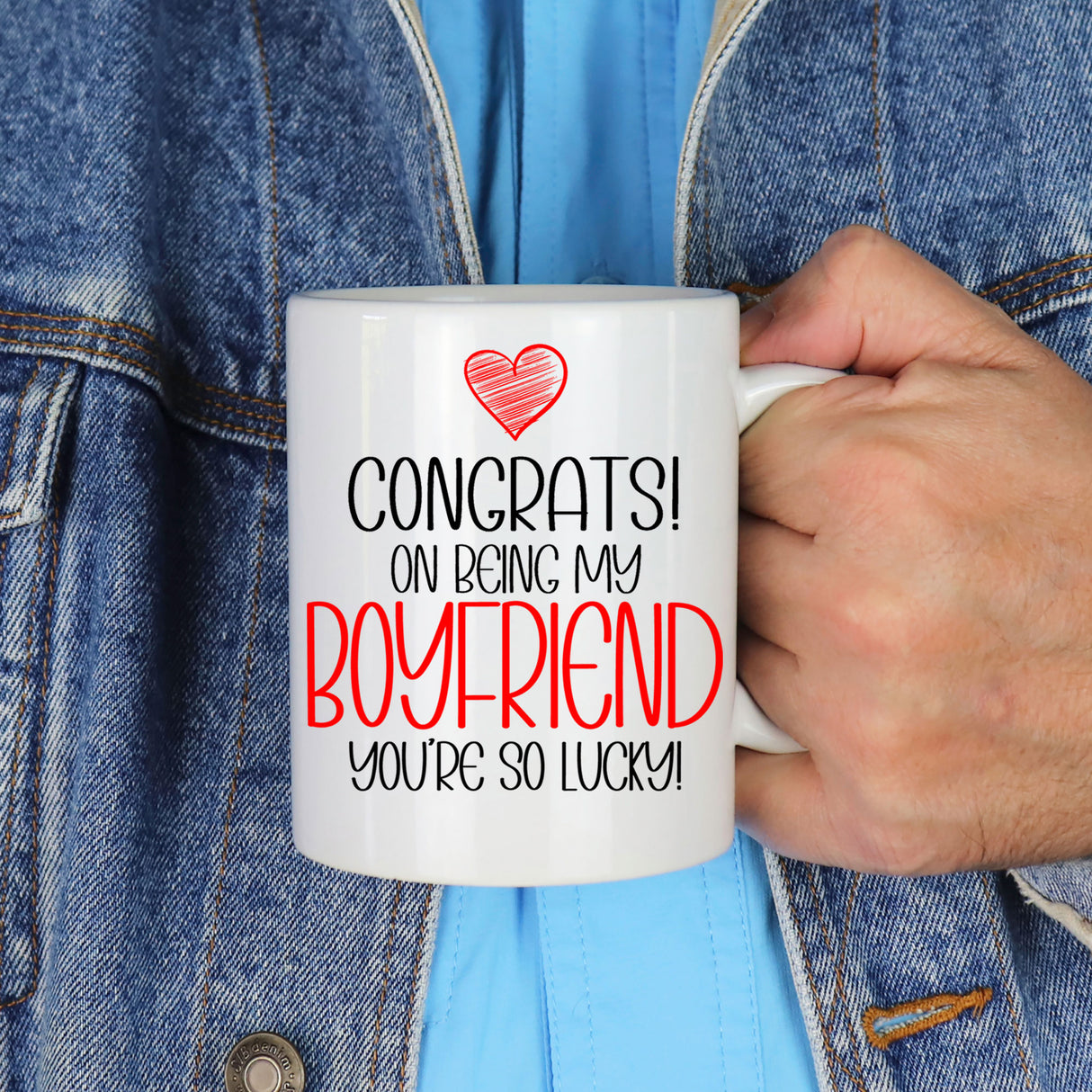 Congrats On Being My Boyfriend Ceramic Mug – Funny Gift for Him