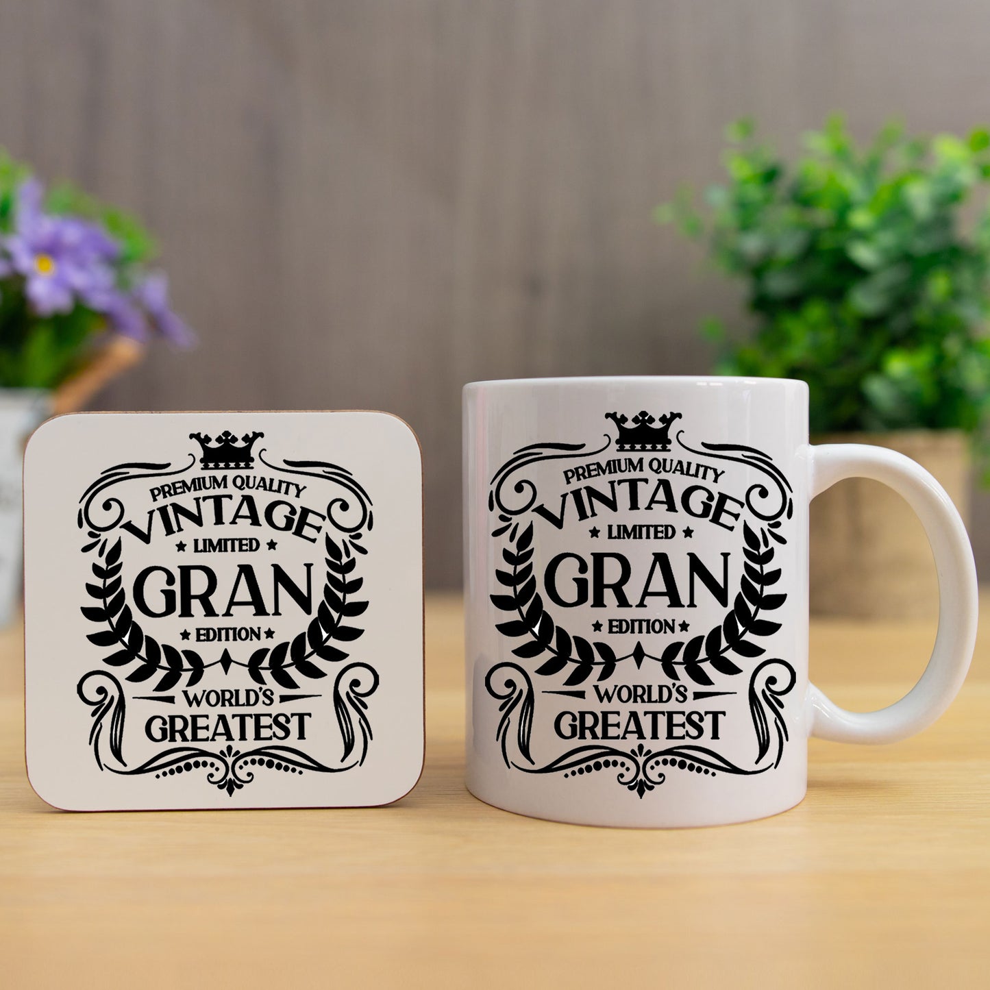 Vintage Worlds Greatest Gran Mug and/or Coaster - Always Looking Good - Mug & Printed Coaster Set