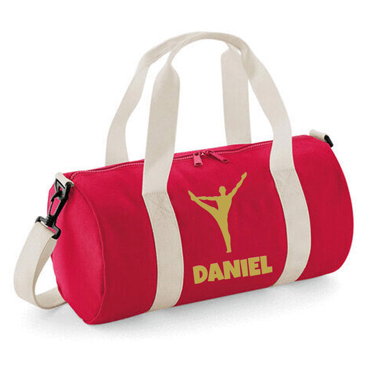 Personalised Male Gymnast Barrel Bag with Boys Name