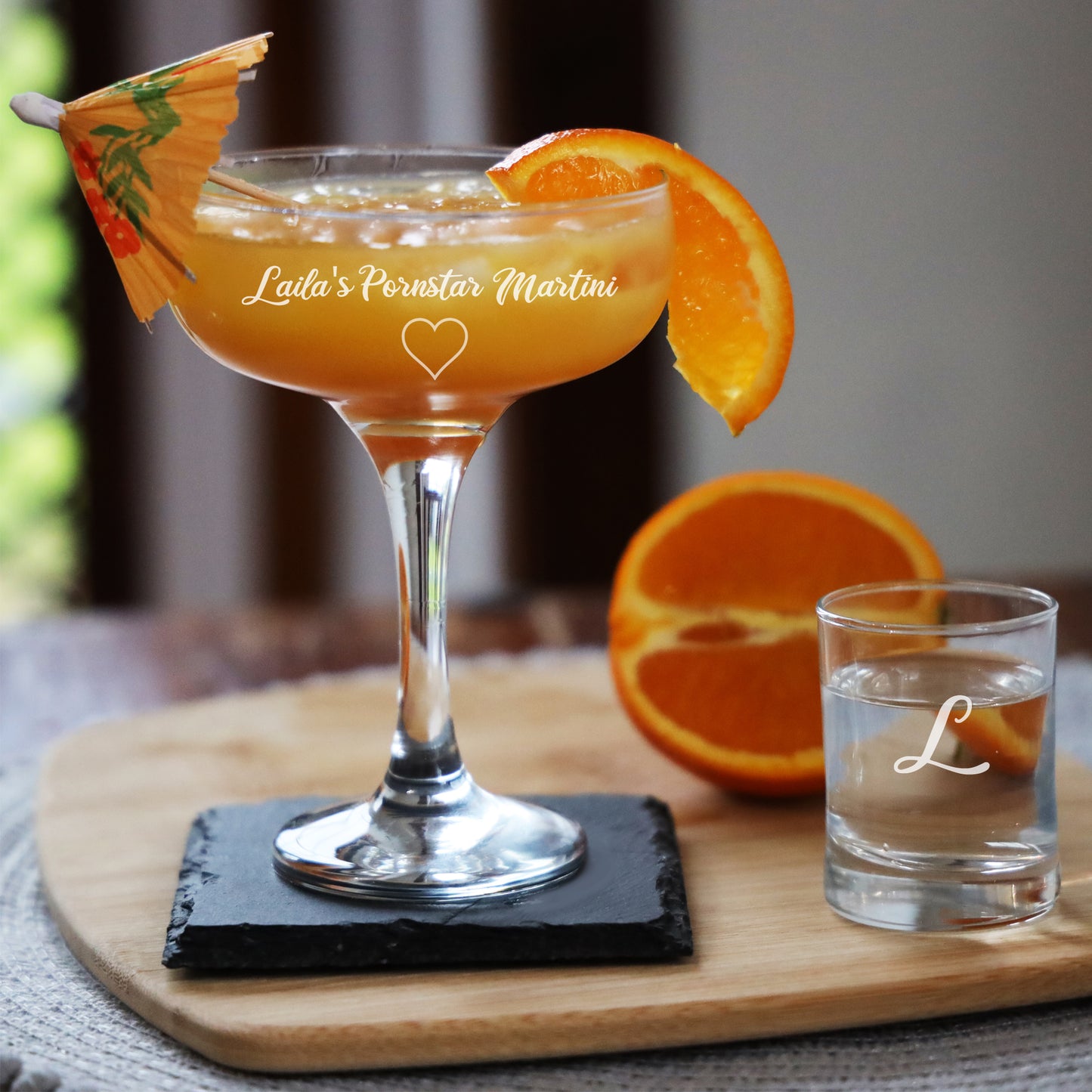 Engraved Personalised Pornstar Martini Cocktail Glass and Shot Glass Set - Always Looking Good -
