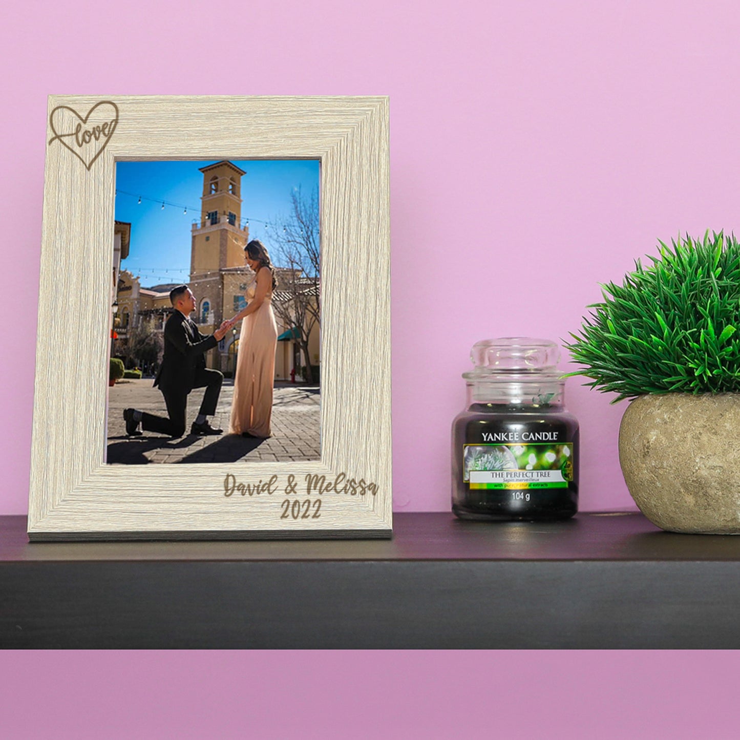 Personalised Engraved Couples Photo Frame - Name and Heart Design - Always Looking Good -