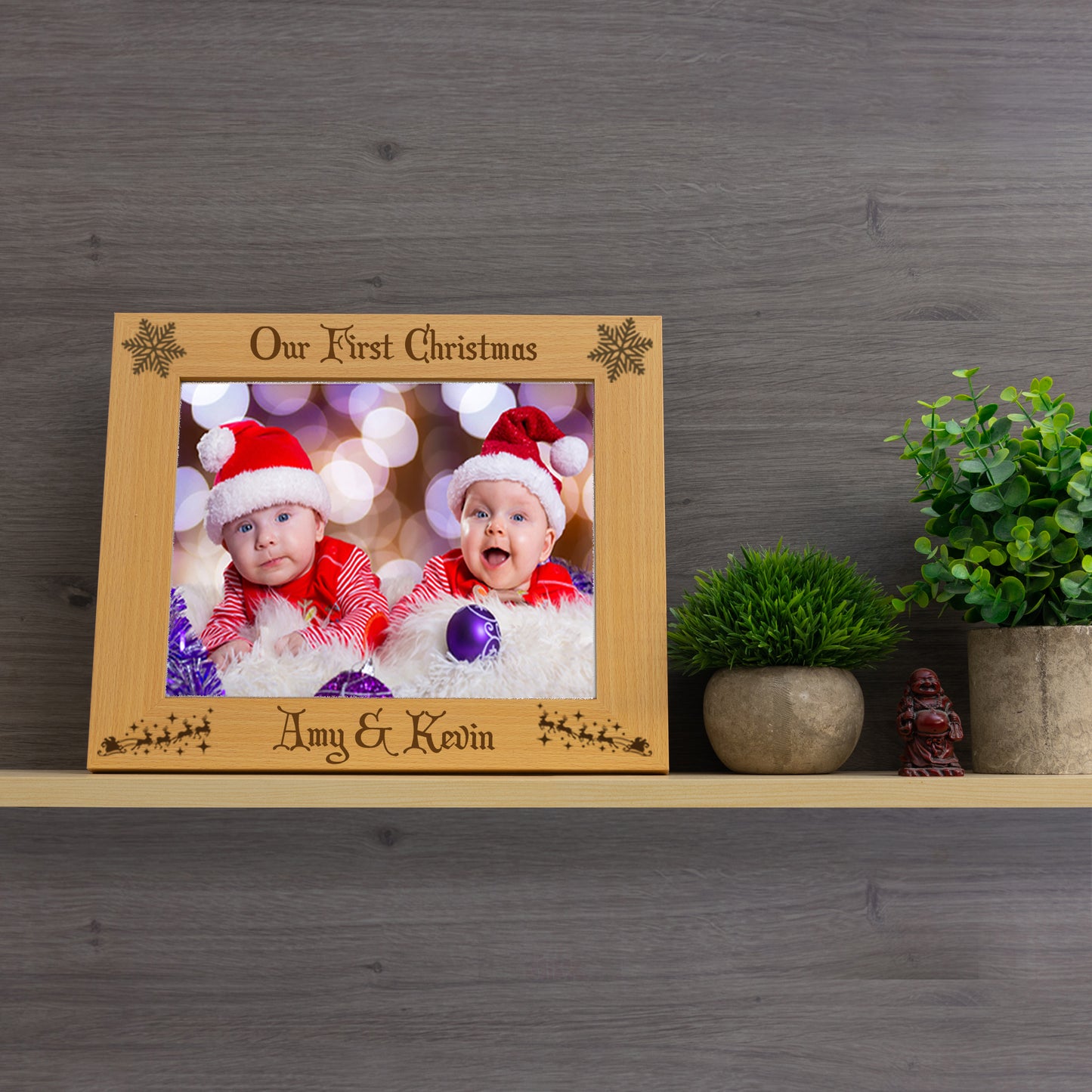 Personalised Engraved Our First Christmas Photo Frame For Twins / Couples - Always Looking Good -