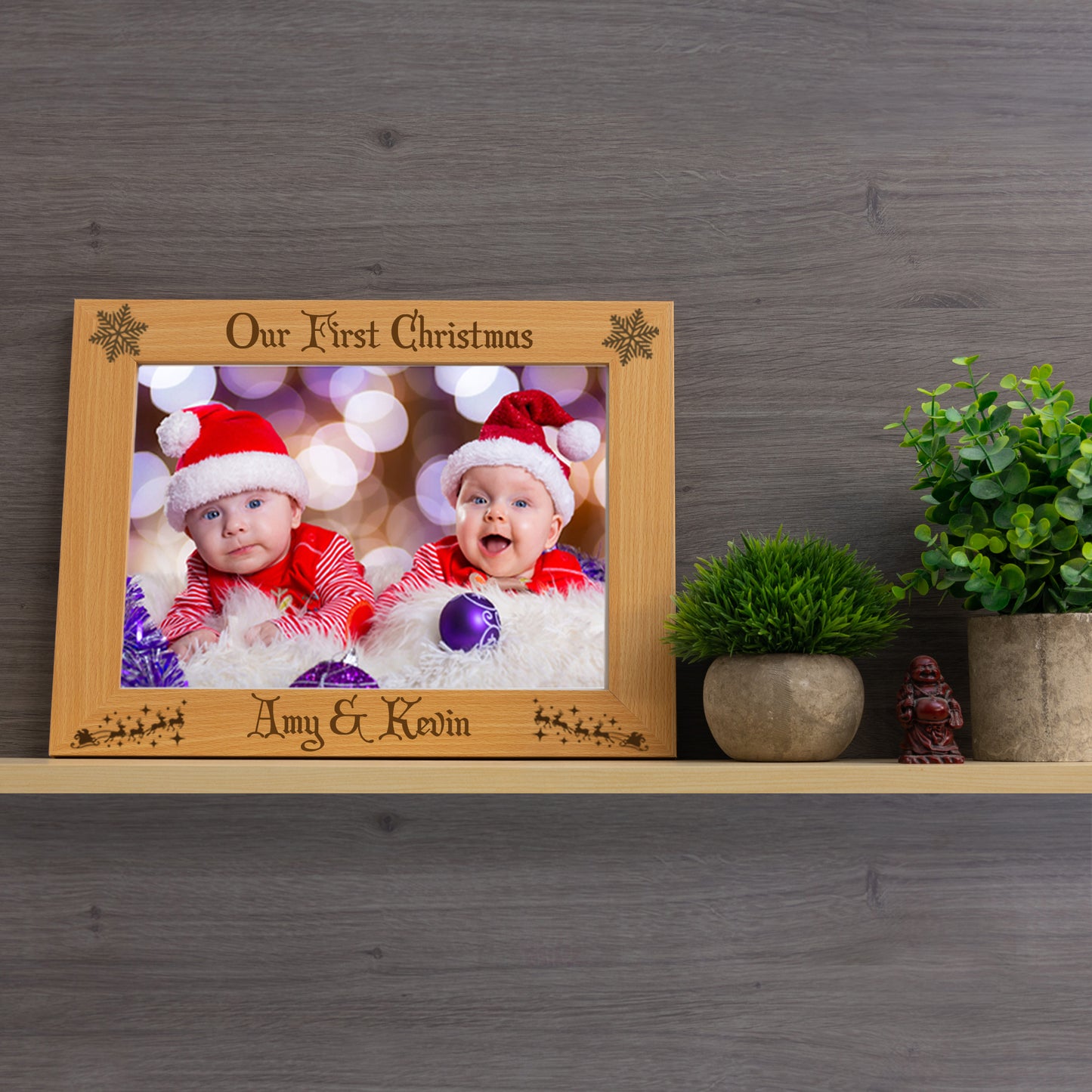Personalised Engraved Our First Christmas Photo Frame For Twins / Couples - Always Looking Good -