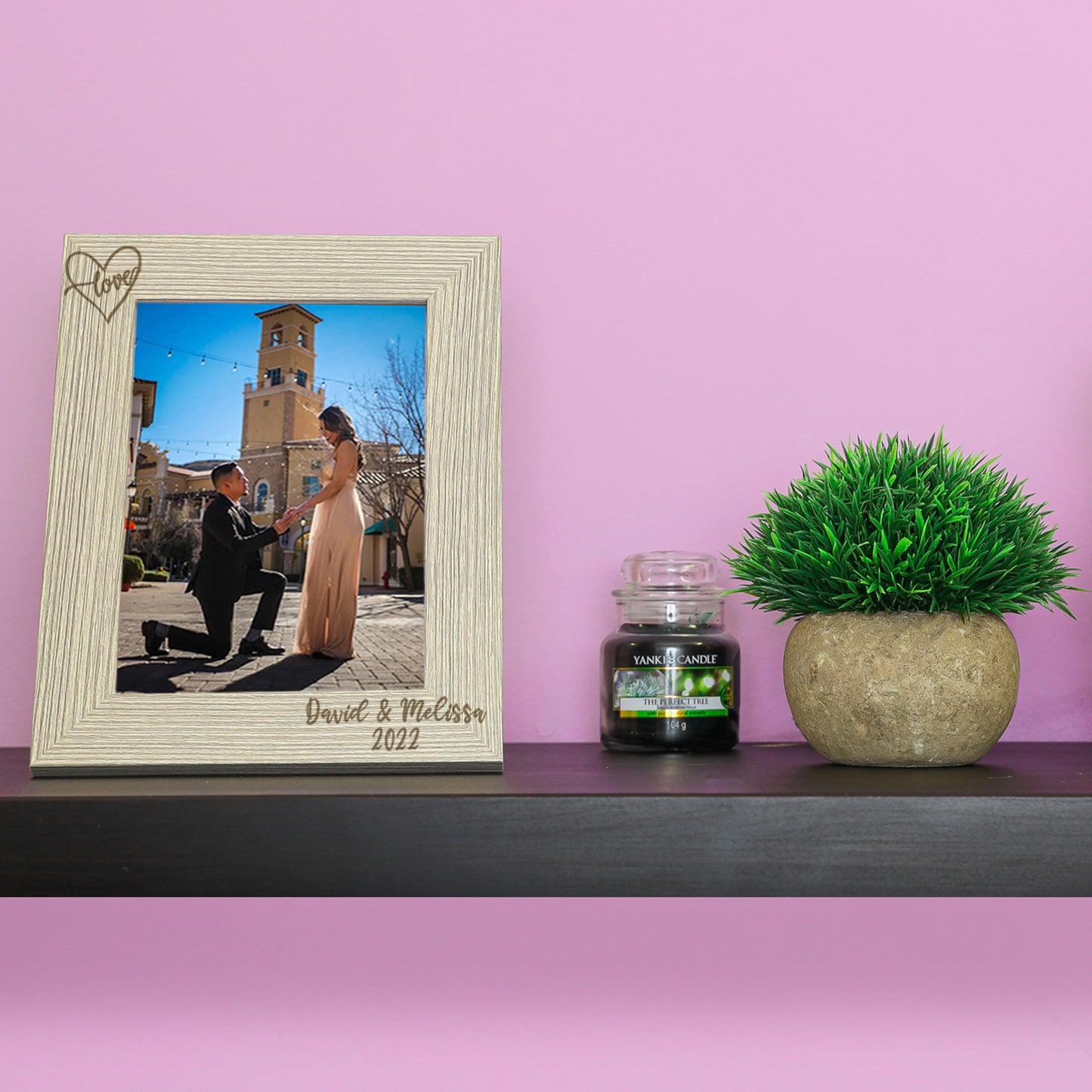 Personalised Engraved Couples Photo Frame - Name and Heart Design - Always Looking Good -