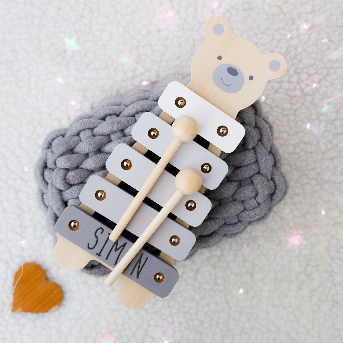 Personalised Engraved Wooden Teddy Bear Xylophone Baby & Toddler Toy - Always Looking Good -