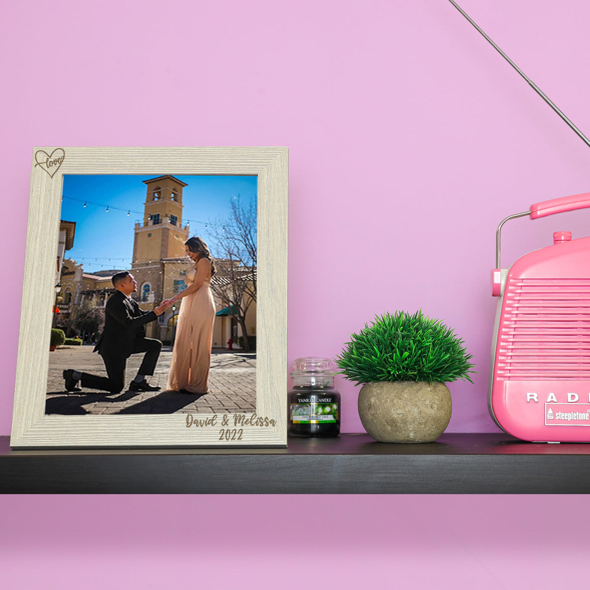 Personalised Engraved Couples Photo Frame - Name and Heart Design - Always Looking Good -