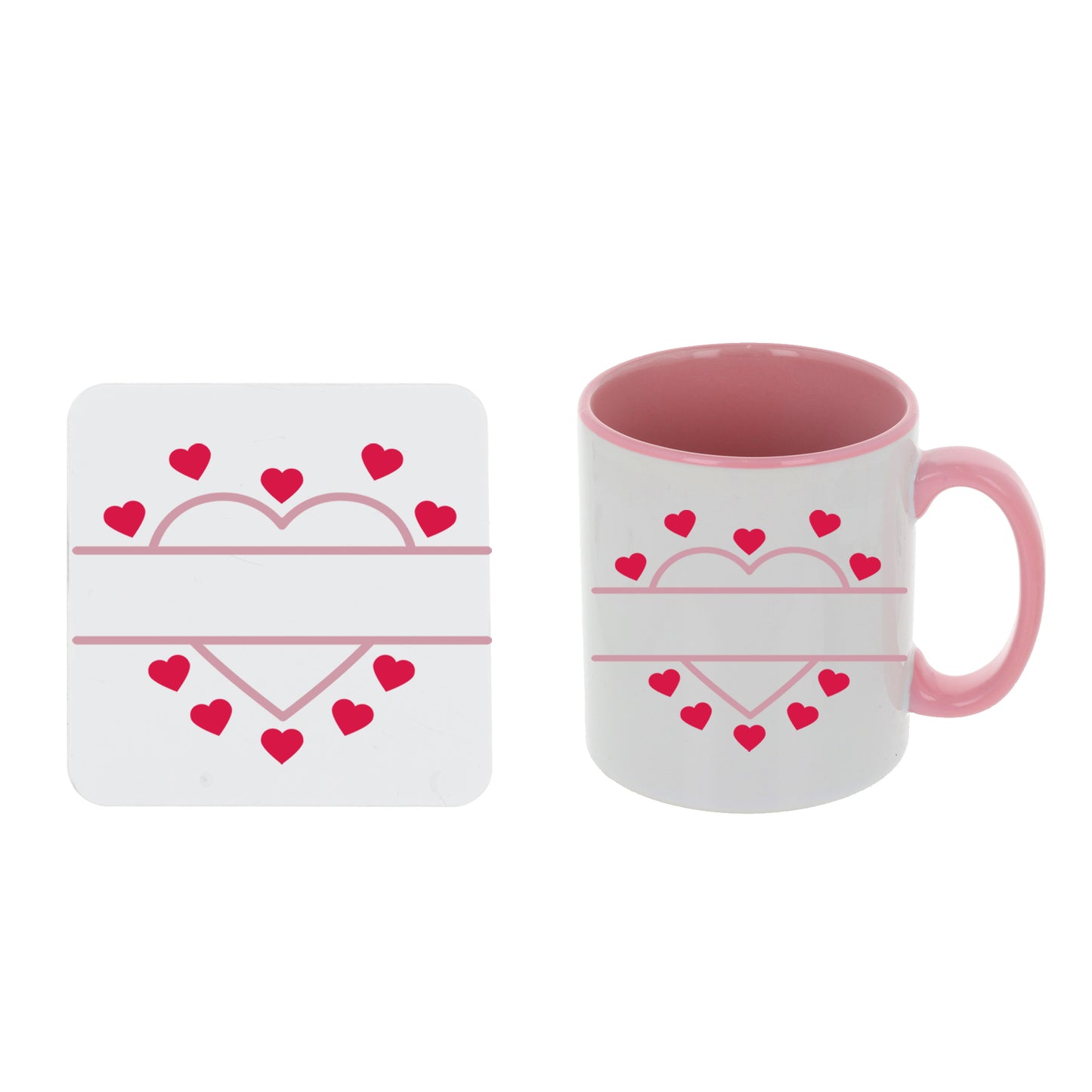 Personalised Pink Heart Design Mug and Coaster with Treats - Always Looking Good - Empty Mug & Coaster Set