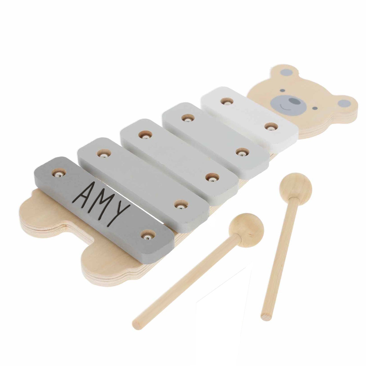 Personalised Engraved Wooden Teddy Bear Xylophone Baby & Toddler Toy - Always Looking Good -