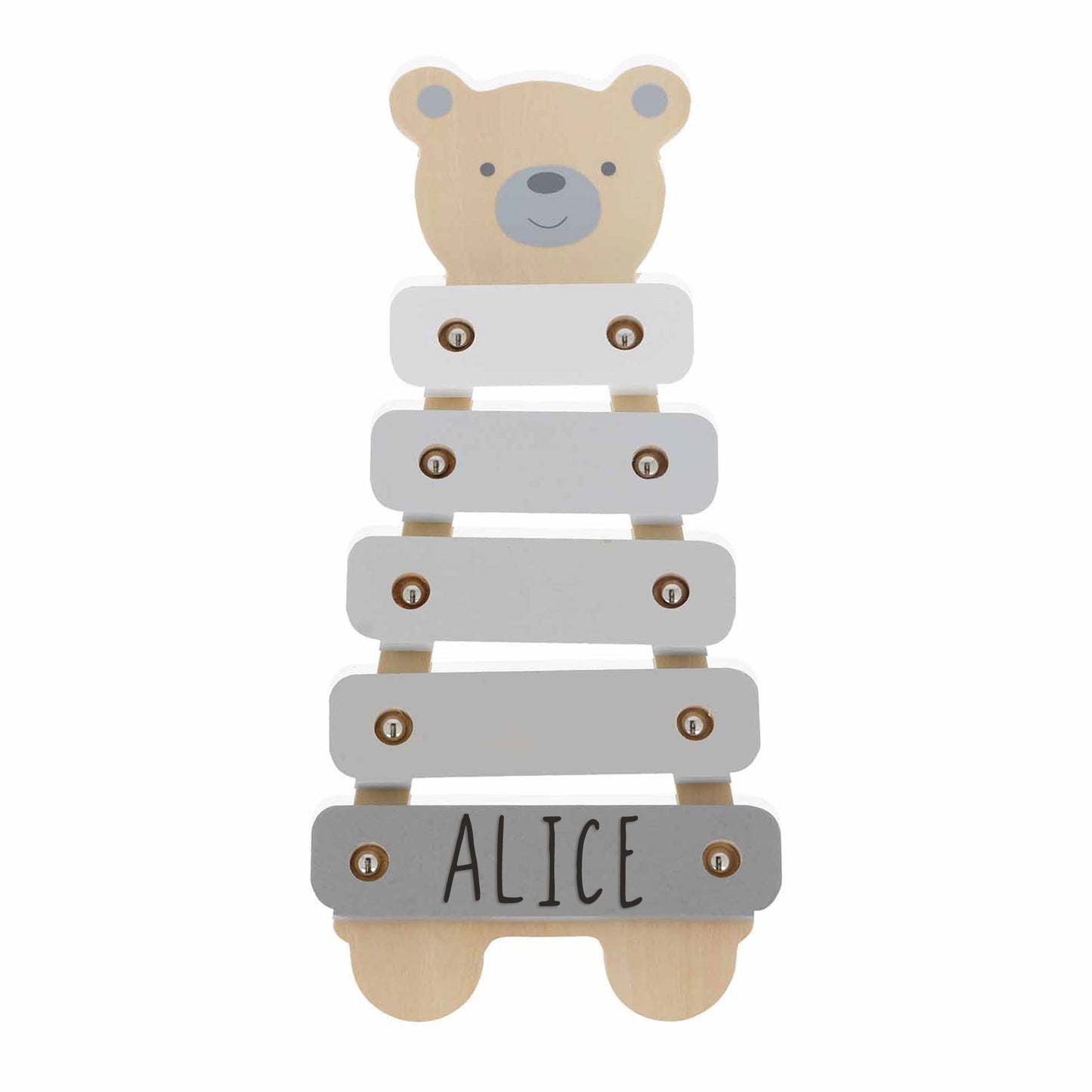 Personalised Engraved Wooden Teddy Bear Xylophone Baby & Toddler Toy - Always Looking Good -