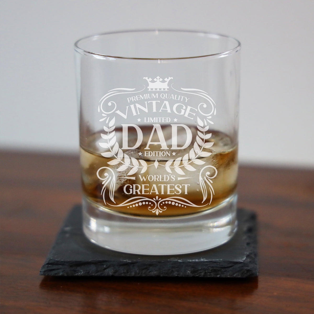 Vintage World's Greatest Dad Engraved Whisky Glass - Always Looking Good -
