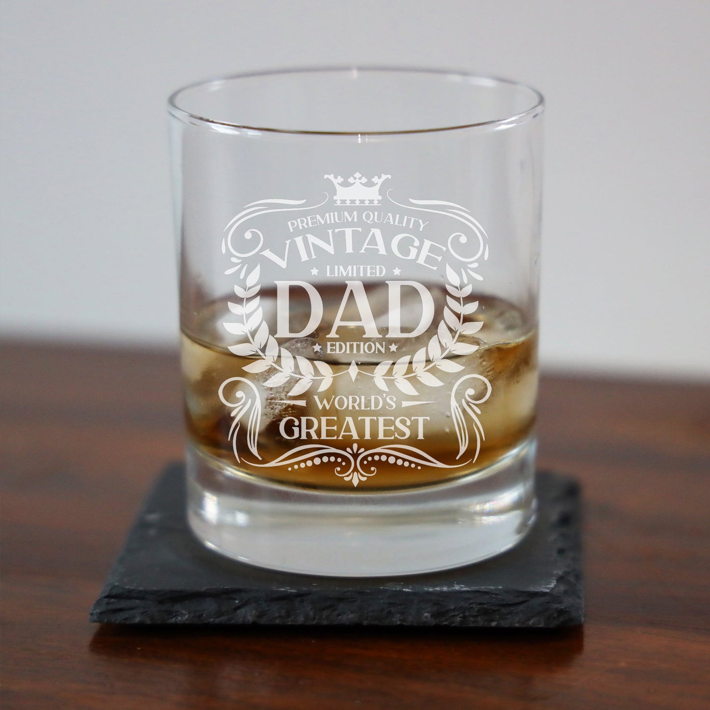 Vintage World's Greatest Dad Engraved Whisky Glass - Always Looking Good -