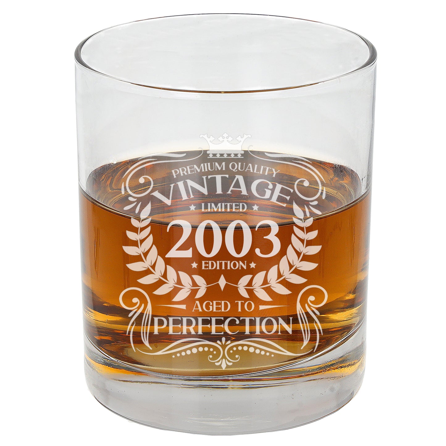 Vintage Any Year All Ages Engraved Birthday Whisky Glass and/or Coaster Set - Always Looking Good - Whisky Glass Only