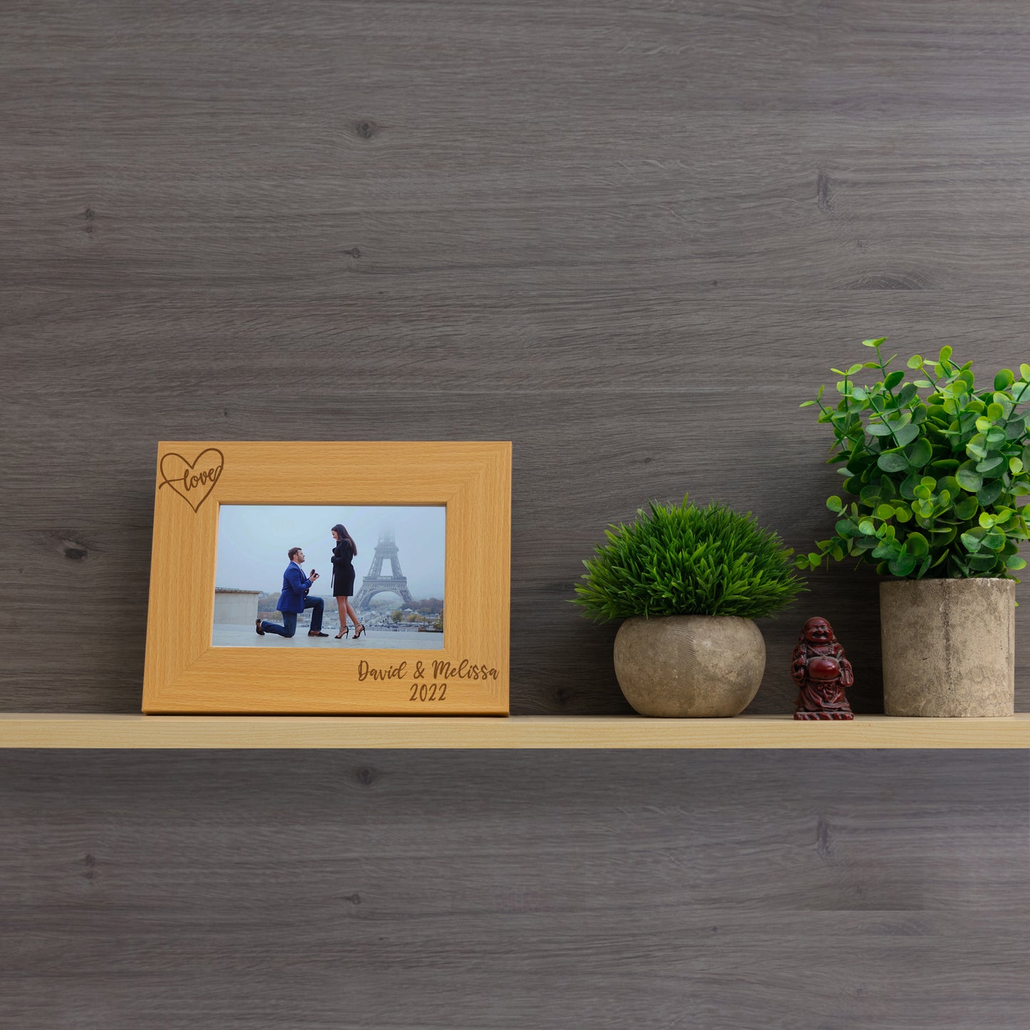 Personalised Engraved Couples Photo Frame - Name and Heart Design - Always Looking Good -