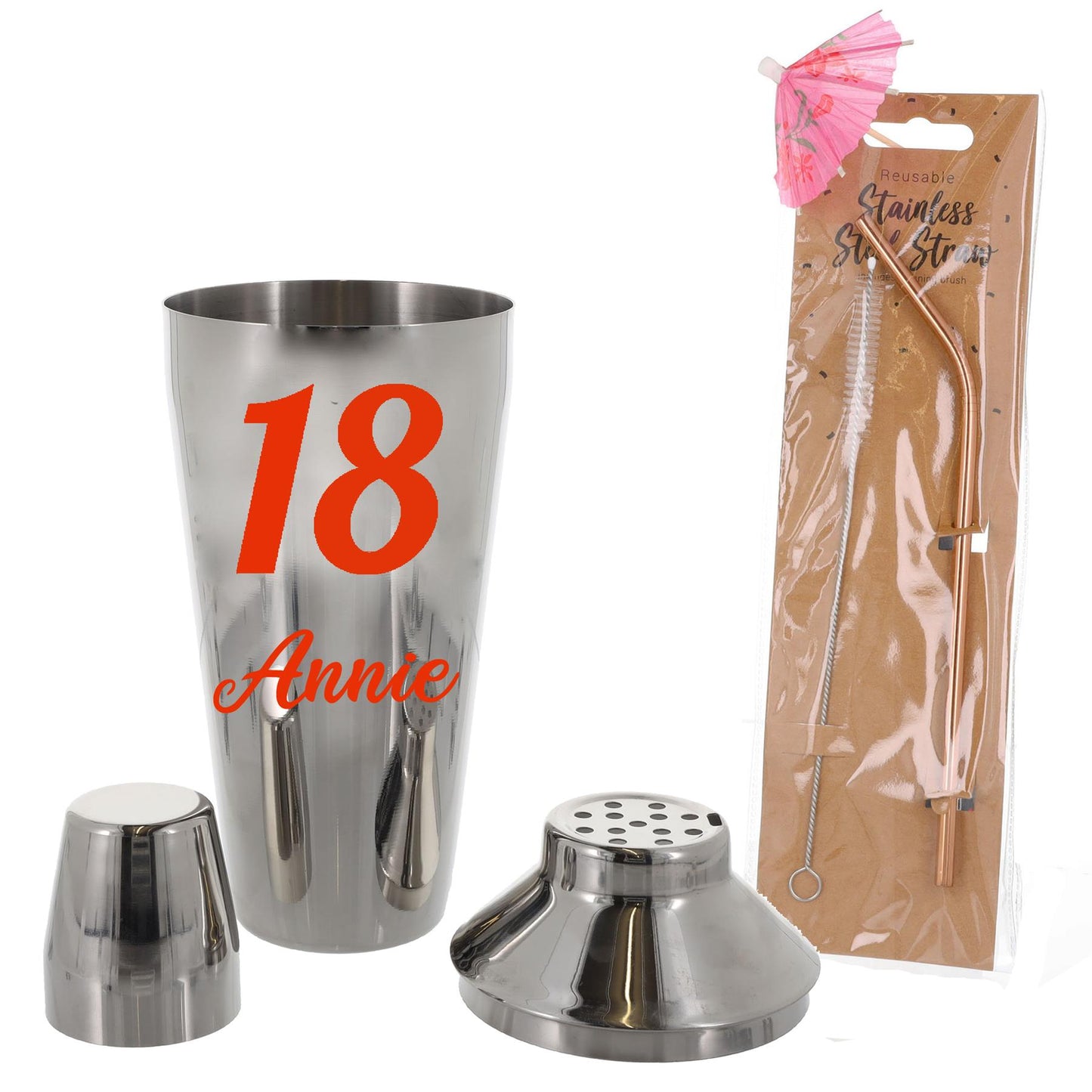 Personalised 18th Birthday Cocktail Shaker & Pina Colada Glass Gift Set - Always Looking Good -