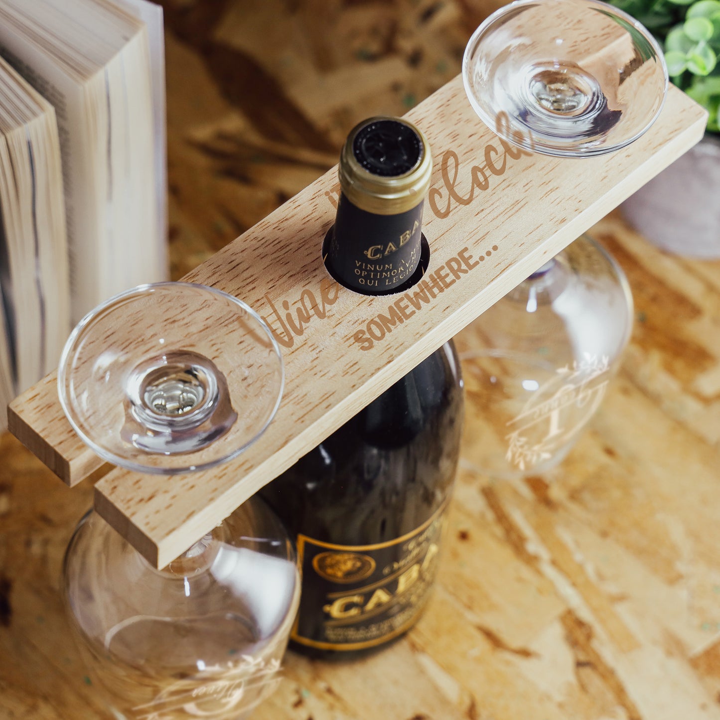 "Wine O'Clock" Engraved Wooden Wine Glass Butler Caddy – For 2/4 Glasses
- Always Looking Good -