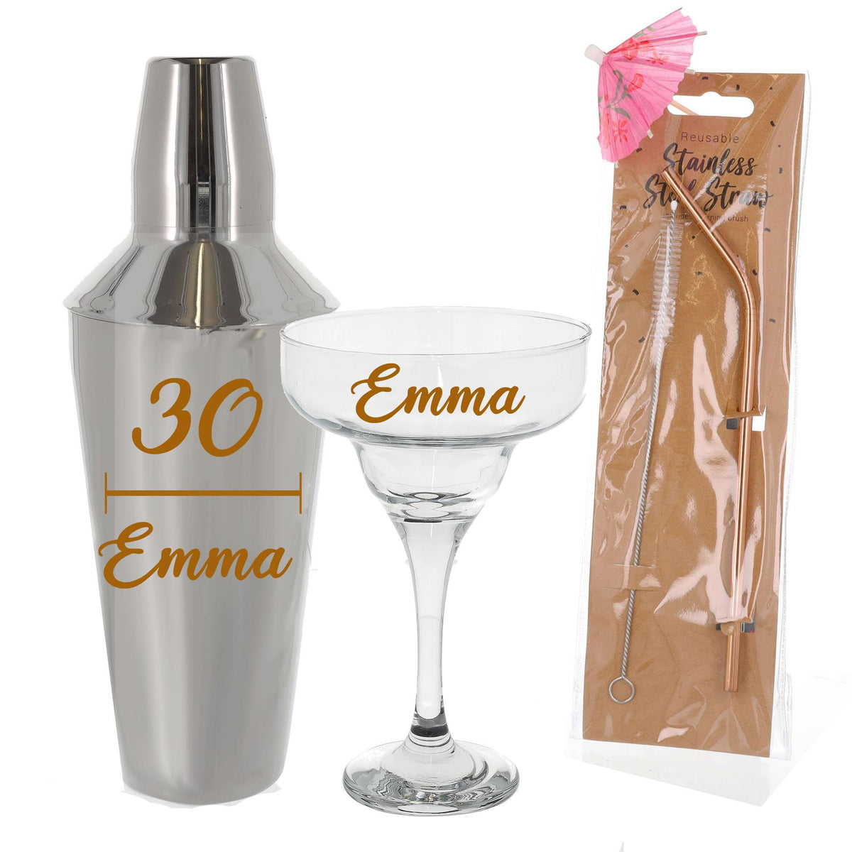 Personalised 30th Birthday Margarita Cocktail Shaker Set - Always Looking Good - Full set