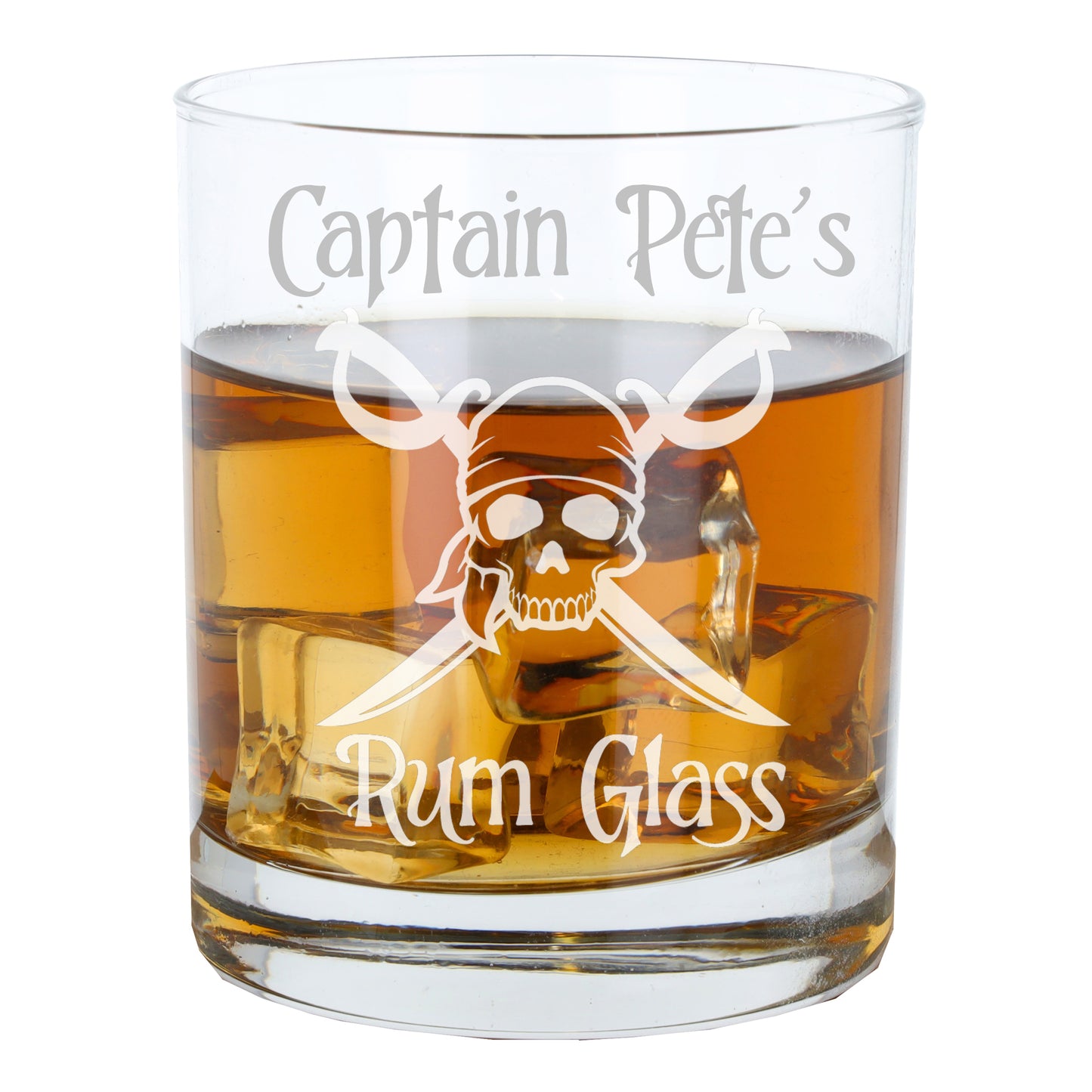 Personalised Engraved Rum Glass Skull Pirate Design - Always Looking Good -
