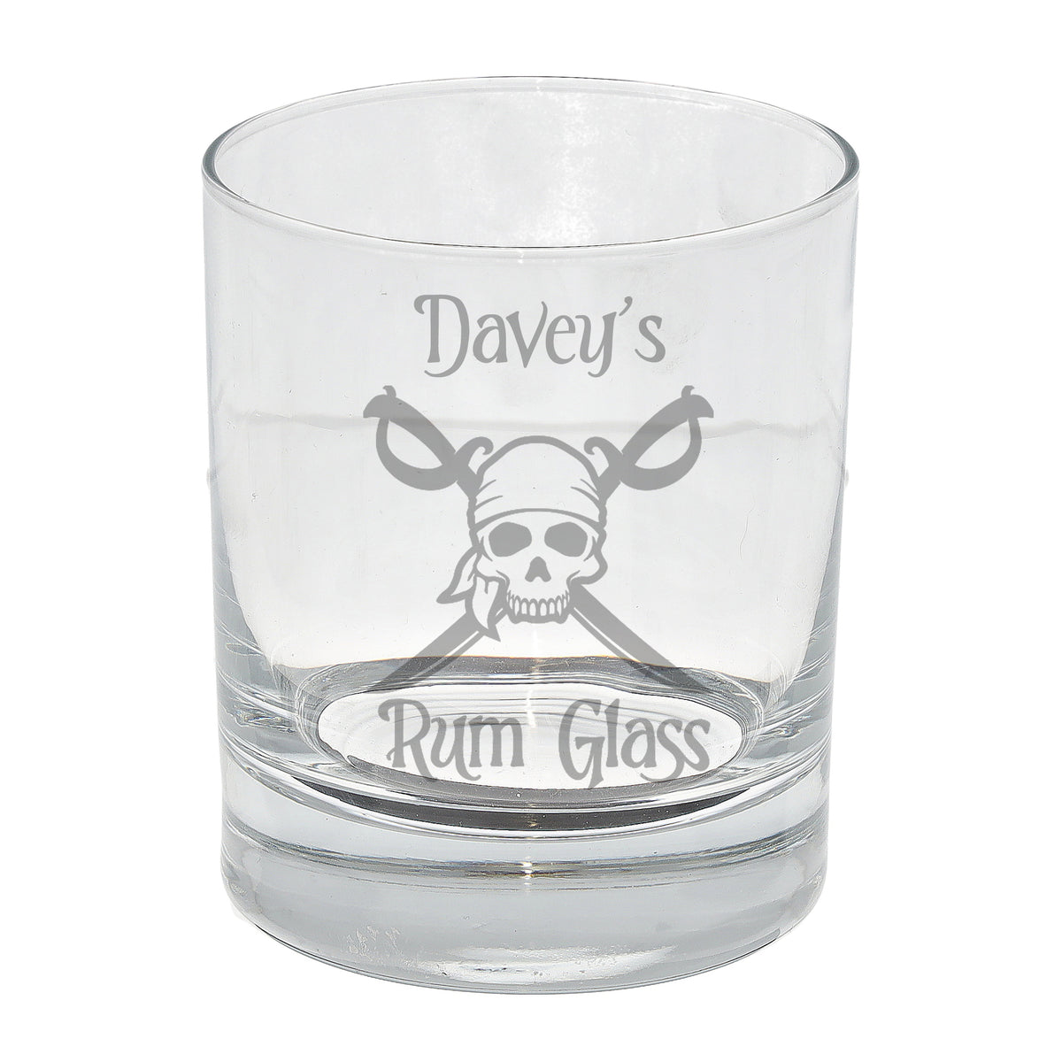 Personalised Engraved Rum Glass Skull Pirate Design - Always Looking Good -