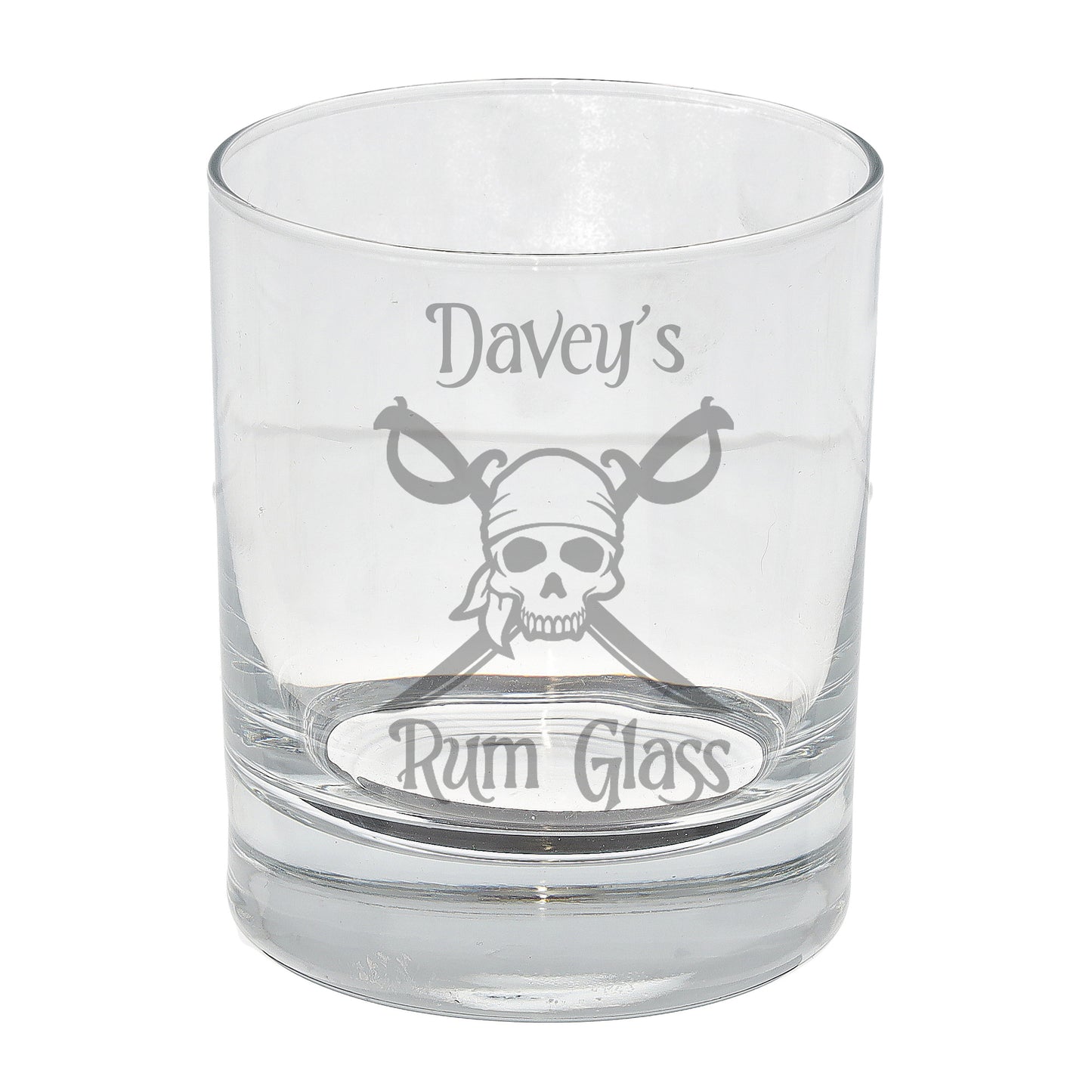 Personalised Engraved Rum Glass Skull Pirate Design - Always Looking Good -