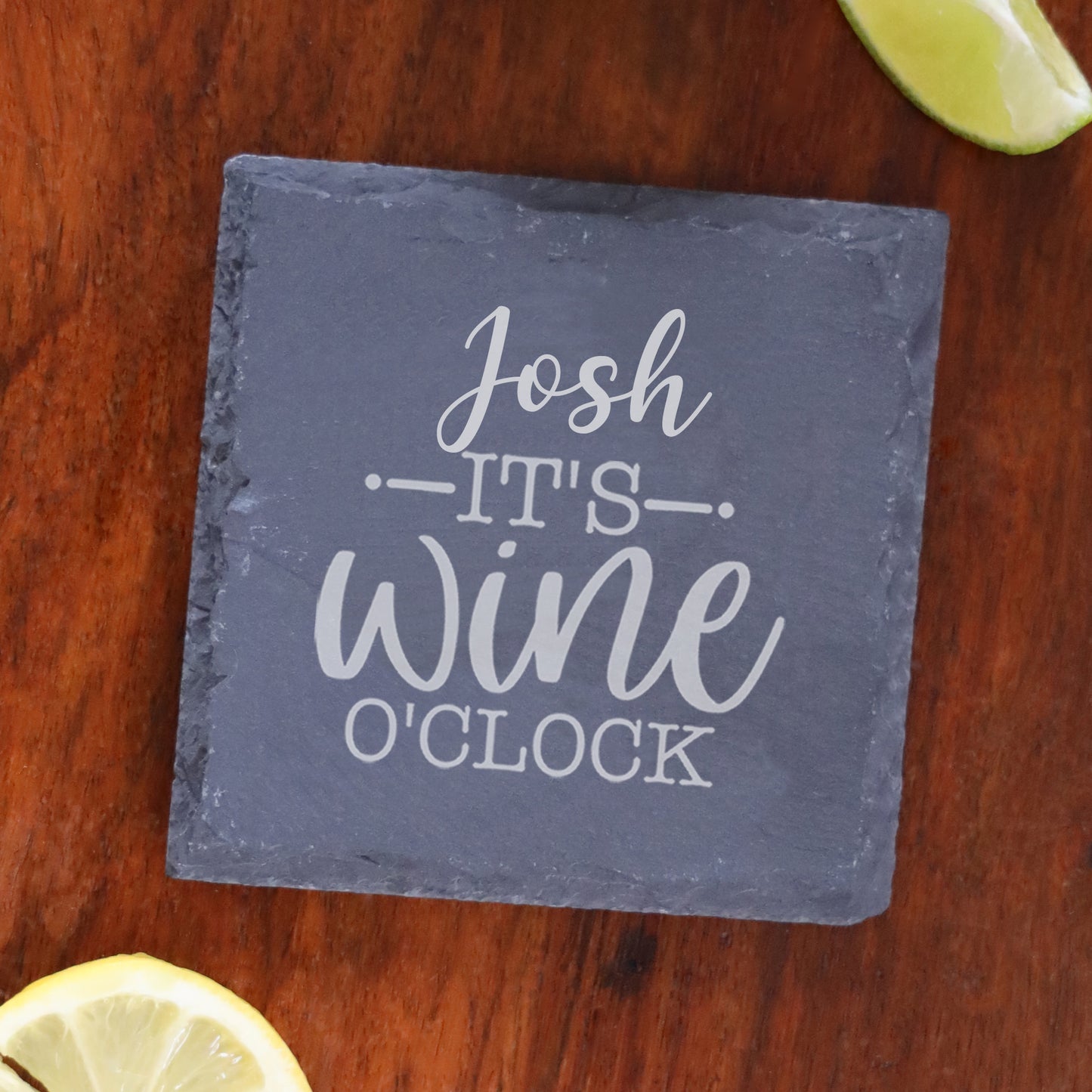 Personalised Wine O'clock Engraved Wine Glass and/or Coaster Gift Set - Always Looking Good - Square Coaster Only Yes